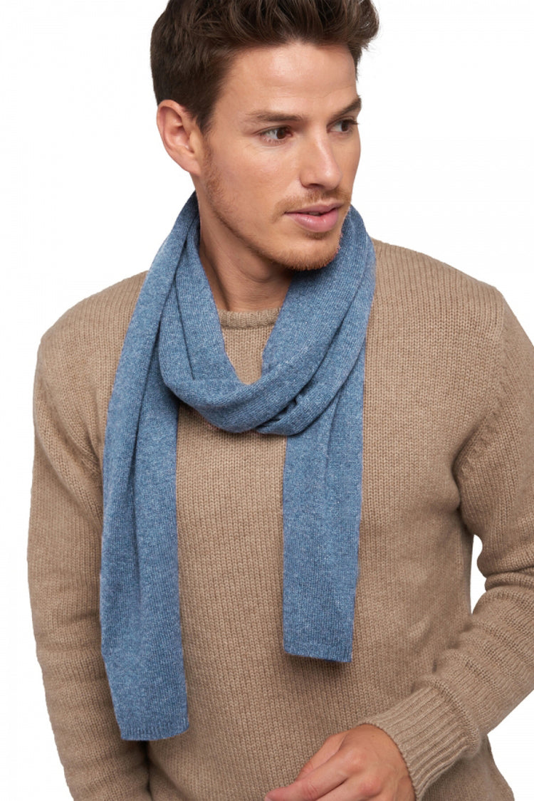 Woolozone in cashmere and mixed wool - denim blue marl - Mahogany