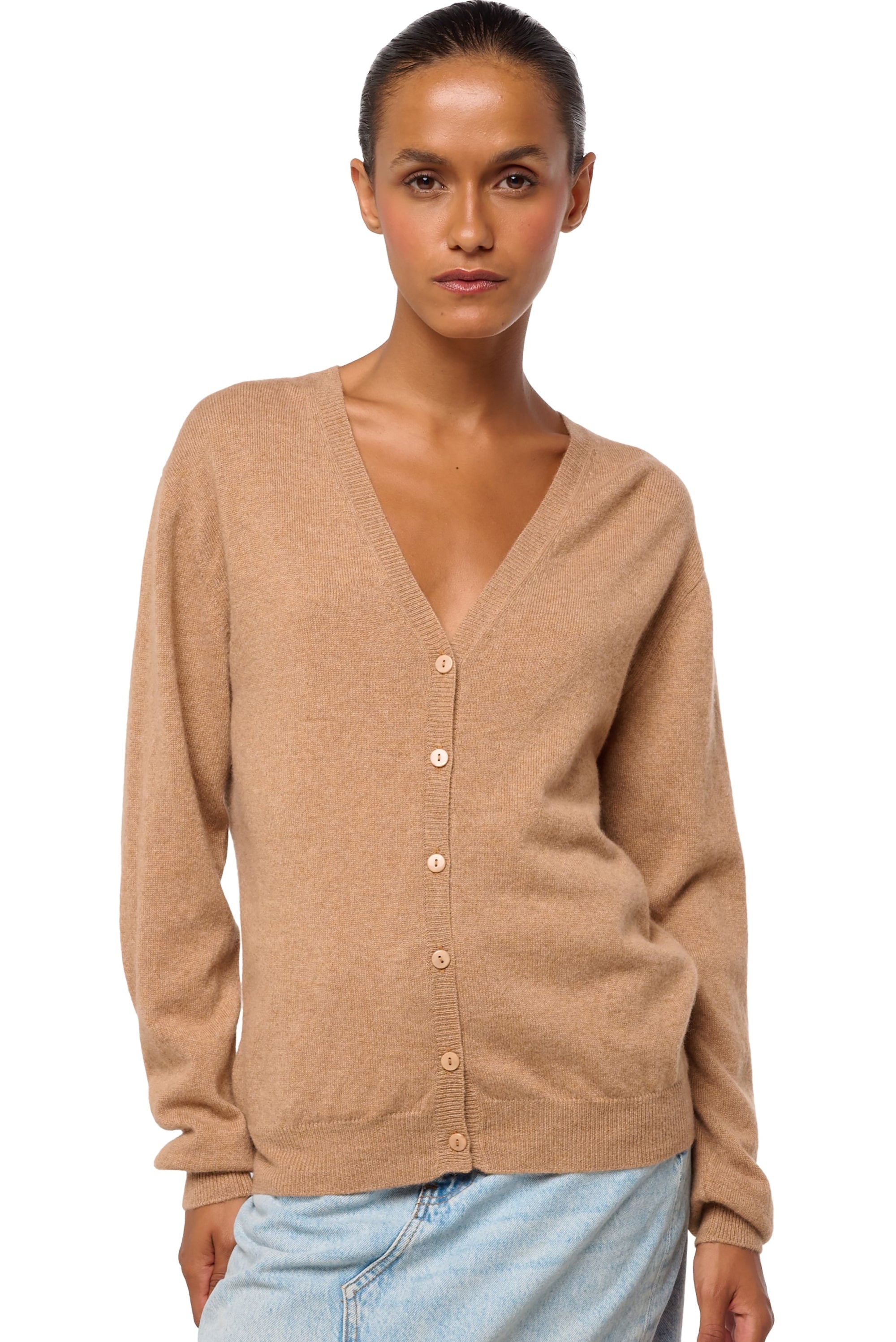 Taline in cashmere for women - african camel - Mahogany