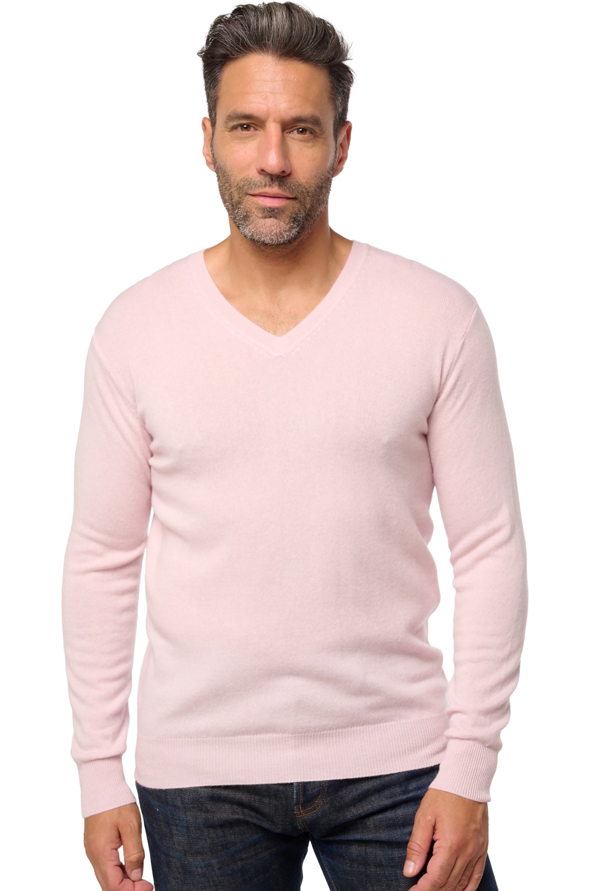 Tor men's cashmere jumper - pale blossom - Mahogany