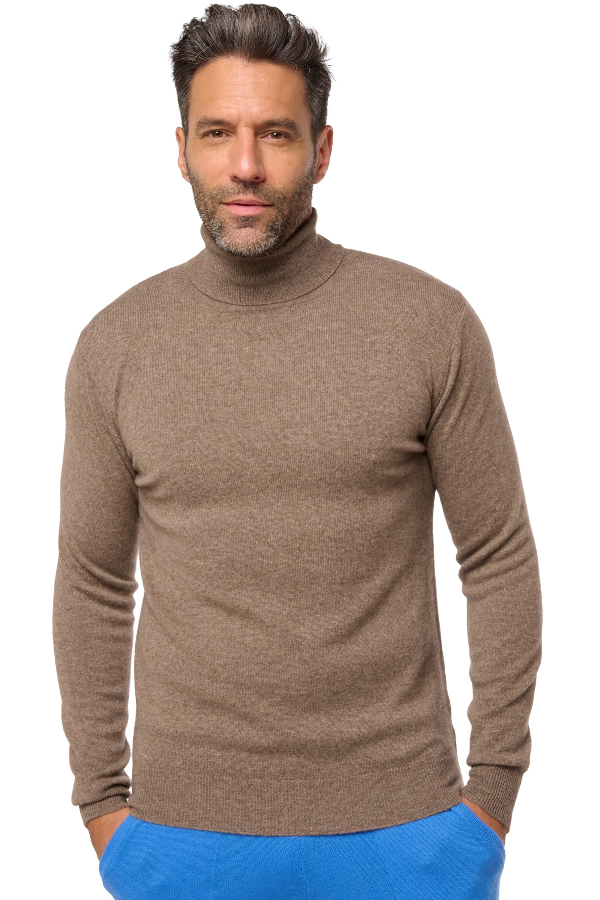 Tarry men's cashmere jumper - otter - Mahogany