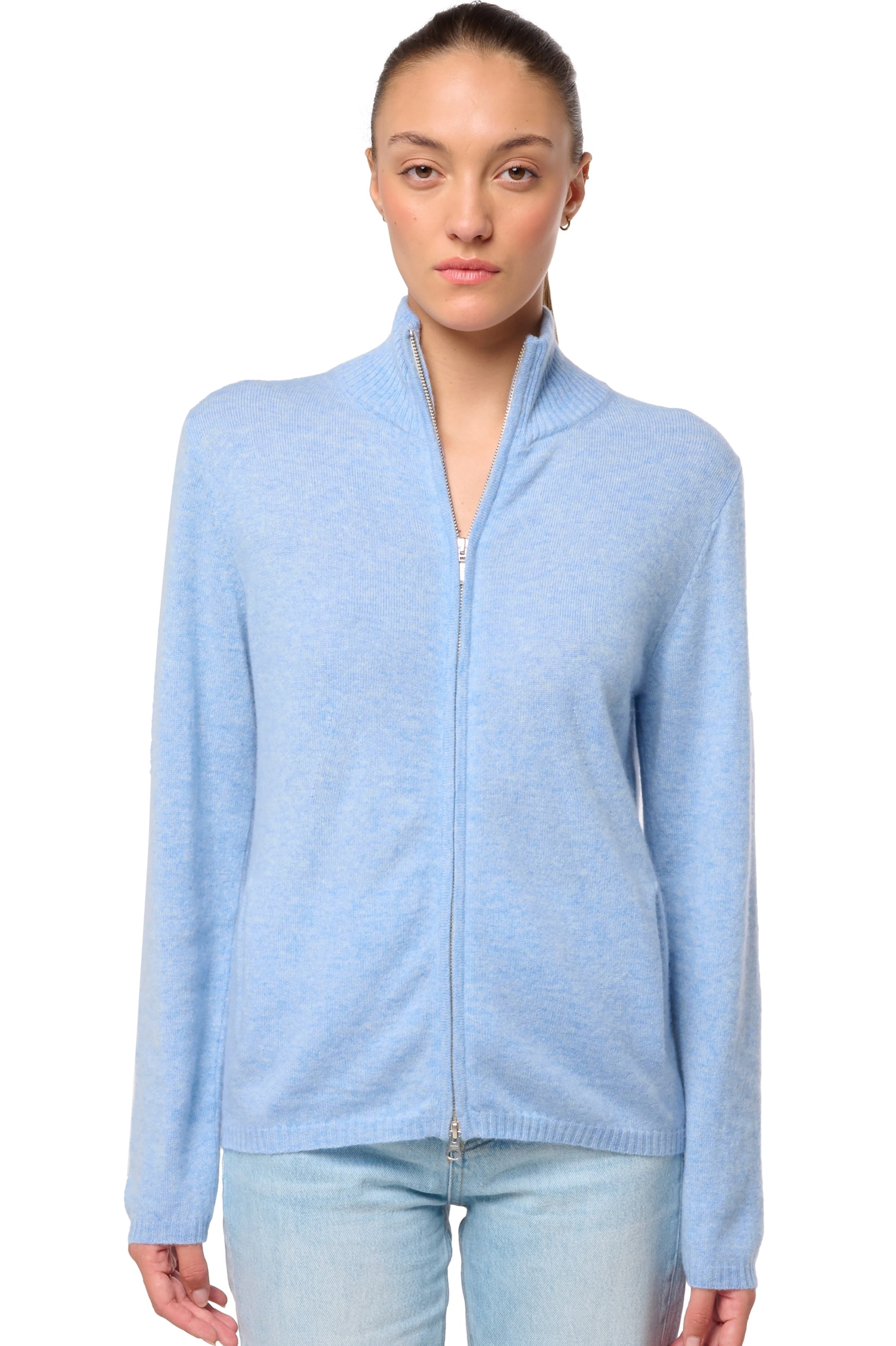 Thames women's cashmere jumper - powder blue - Mahogany