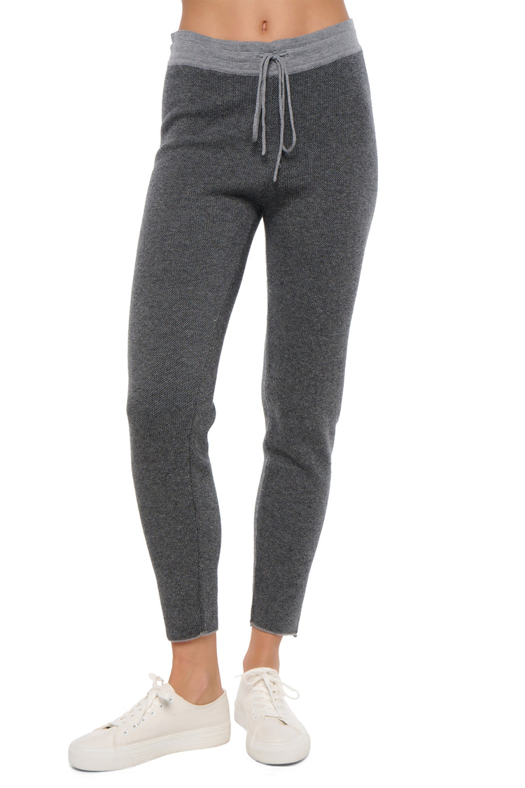 Cashmere and cotton trousers, 85% Cotton / 15% Cashmere, women, fitted cut, regular / 2 and 4 ply, regular knit, Mahogany
