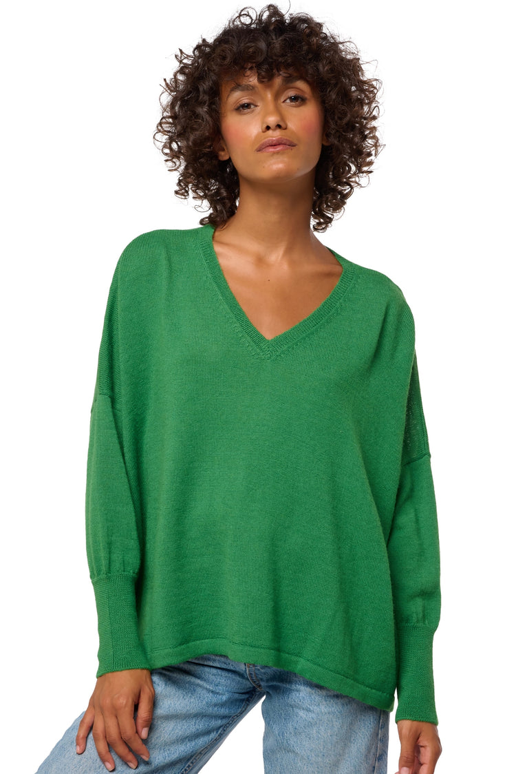 Damara women's baby alpaca - green leaf - Mahogany