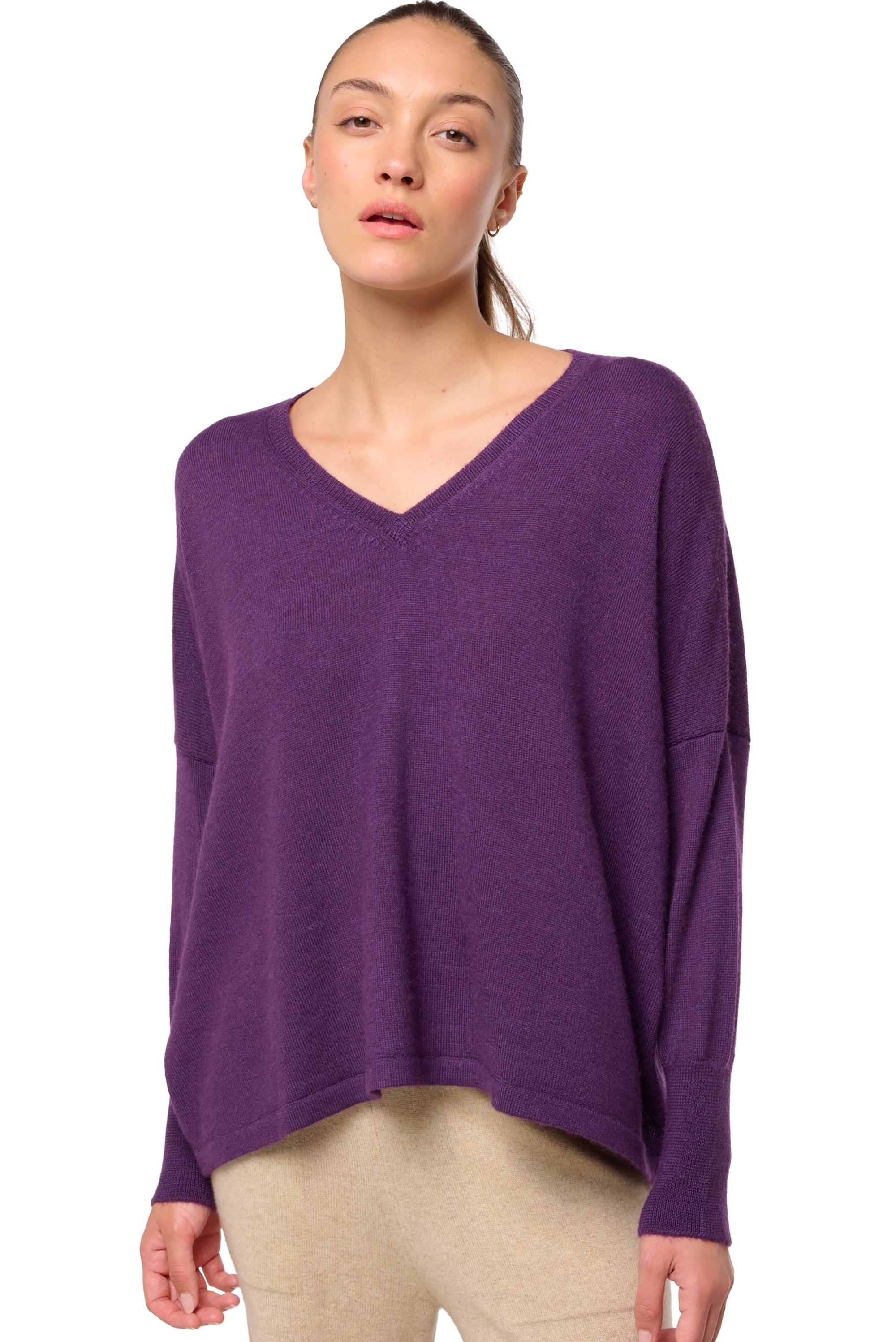 Damara women's baby alpaca - purple - Mahogany