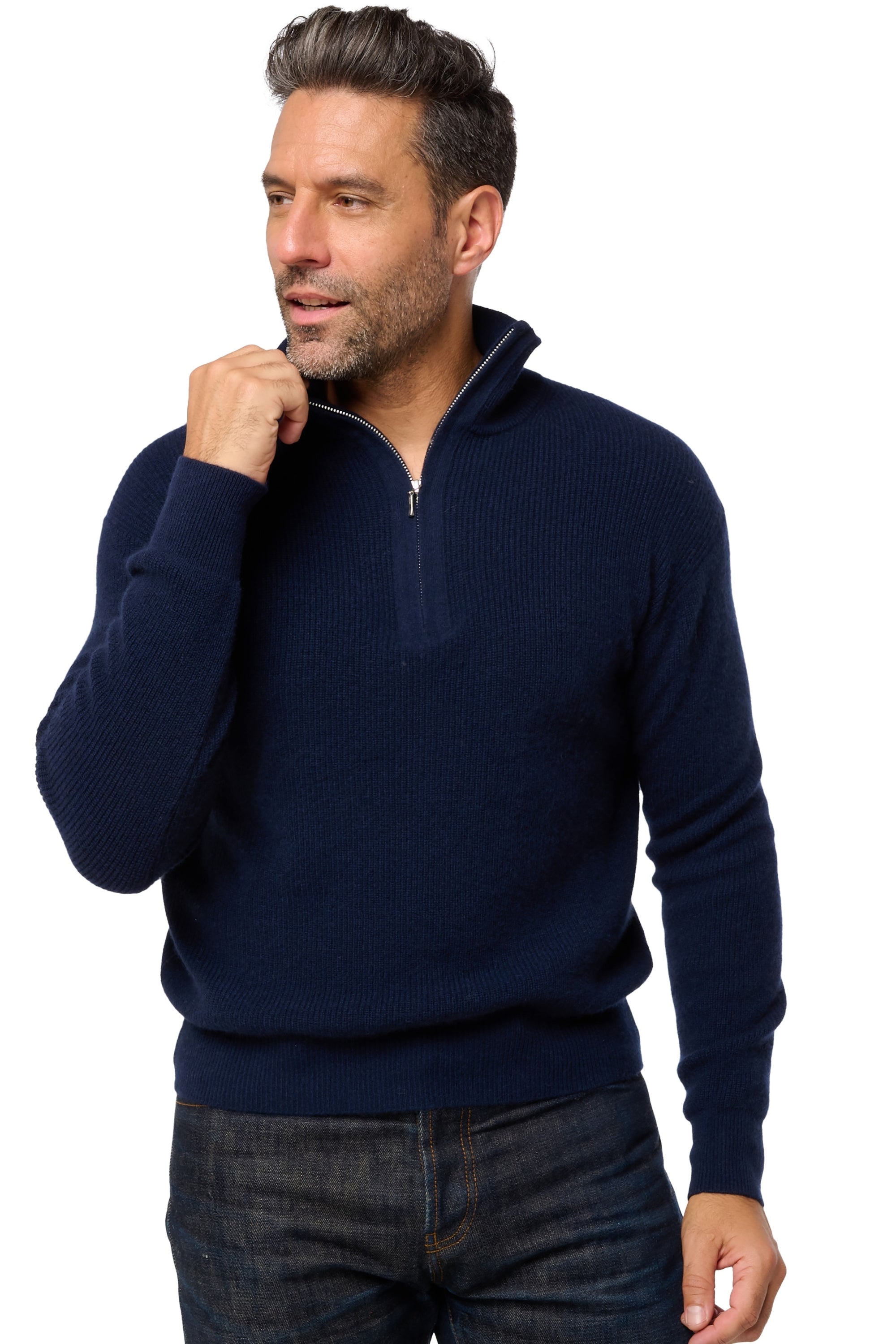 Dax men's cashmere jumper - dark navy - Mahogany