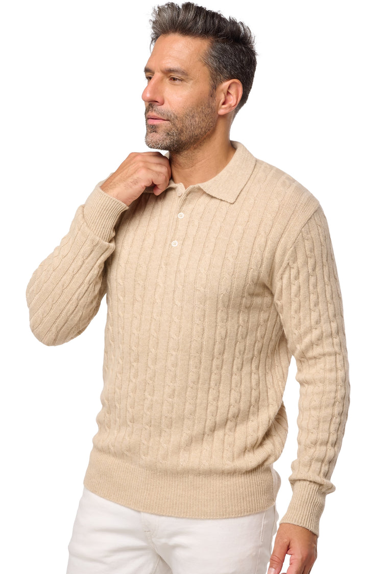 Doha men's cashmere jumper - View 1 - natural winter dawn - Mahogany