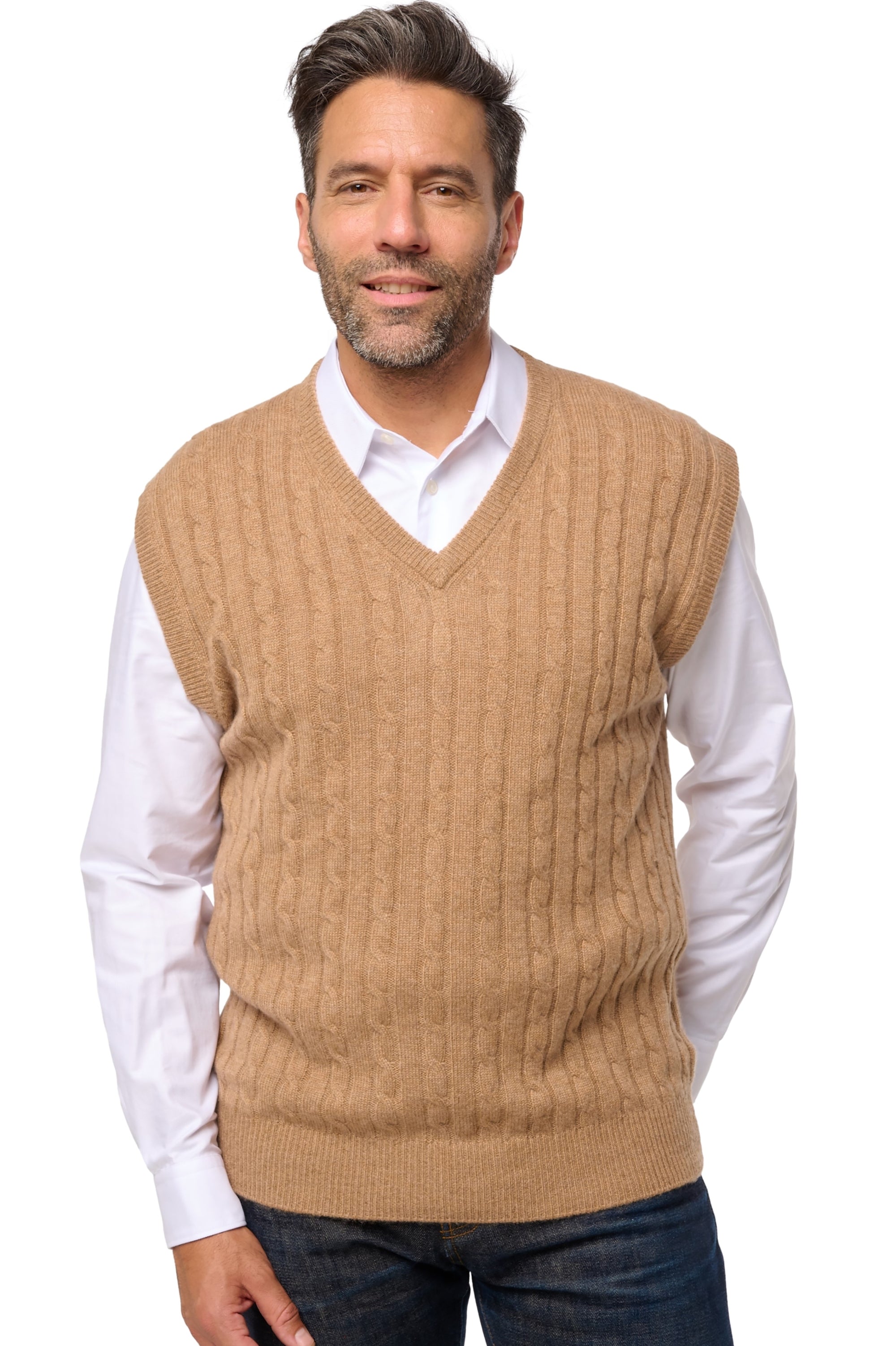 Dublin in cashmere for men - heather camel - Mahogany