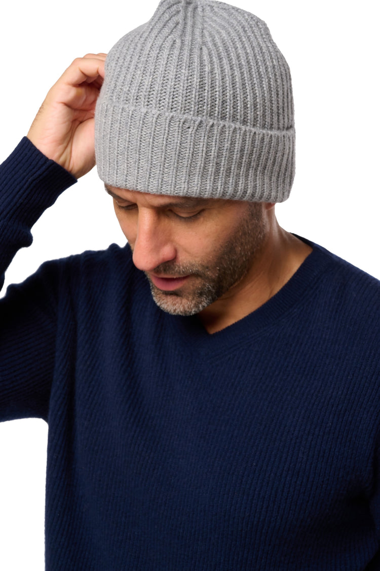 Cashmere beanie, 100% Cashmere, unisex, chunky / 6-ply and above, ribbed, Mahogany