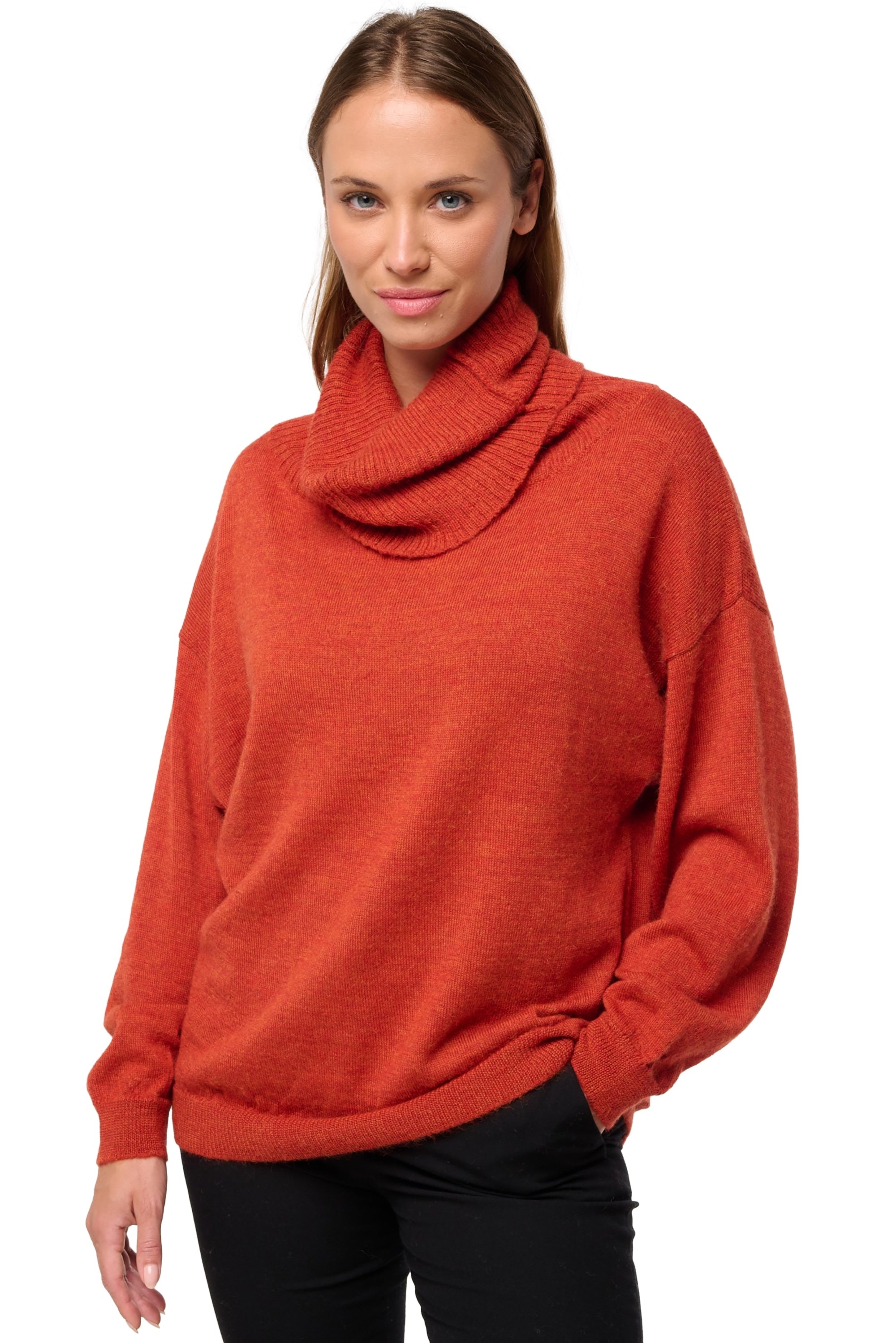 Tanis in baby alpaca for women - pumpkin - Mahogany