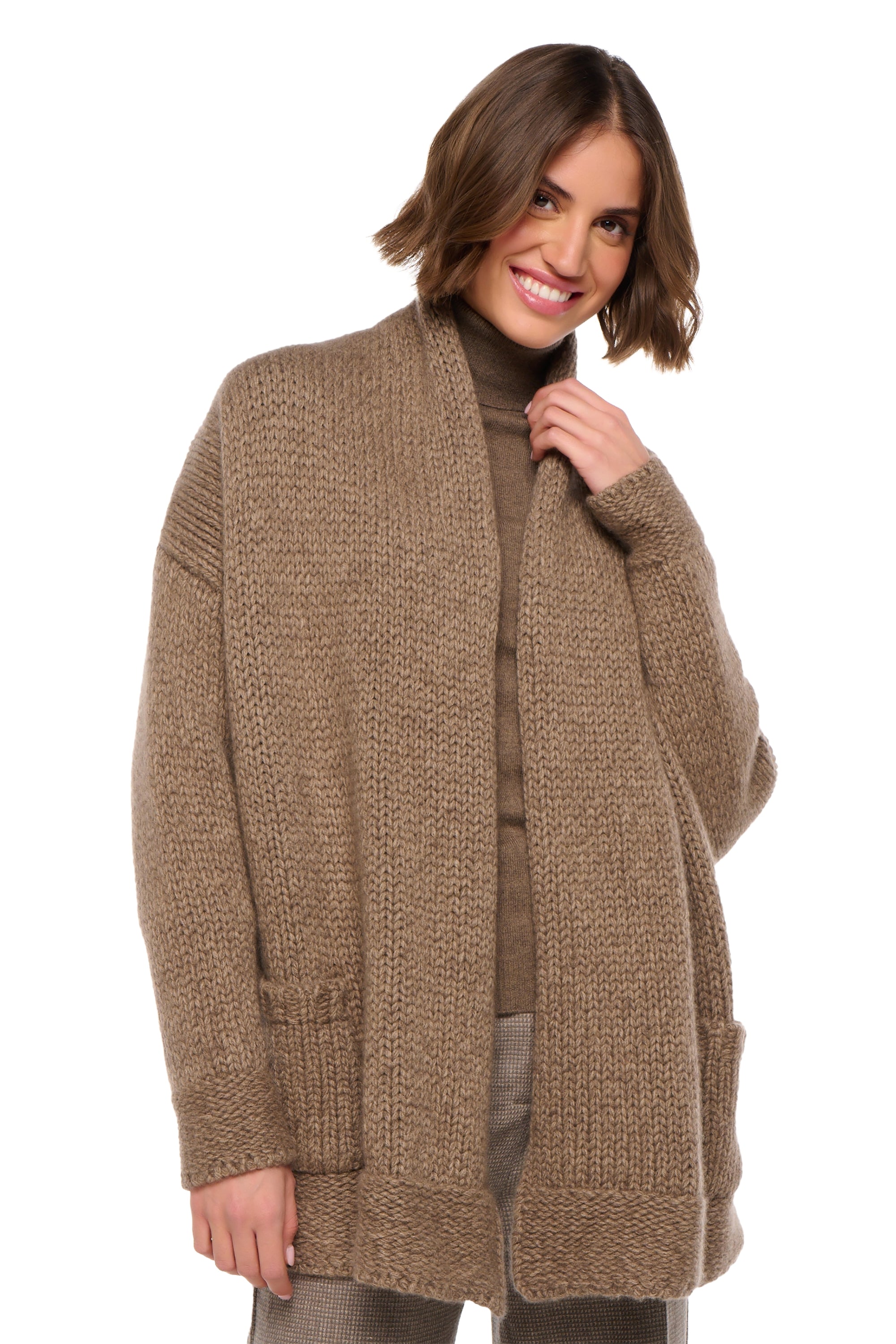 Vienne women's cashmere jumper - natural stone / natural brown - Mahogany