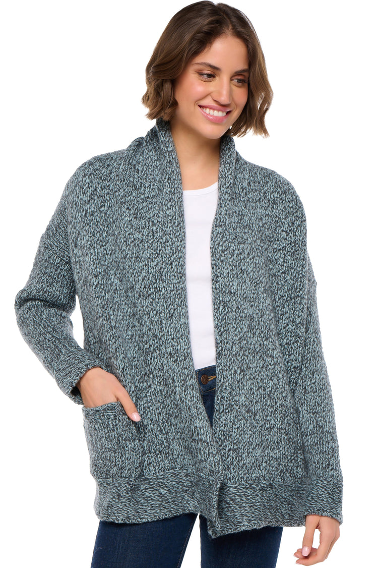 Vienne in women's cashmere - marl anthracite / sky - Mahogany