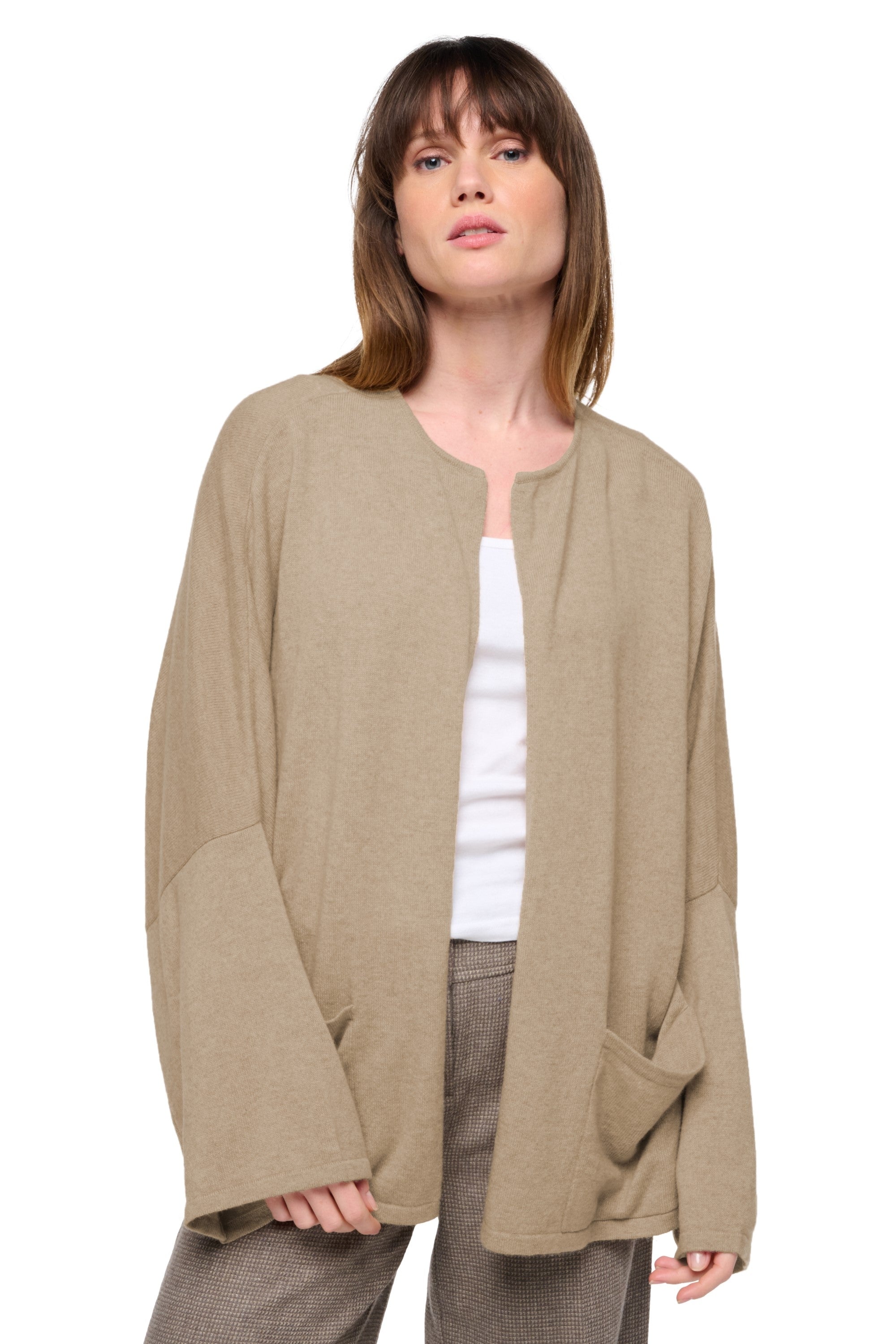 Seoul women's cashmere jumper - natural stone - Mahogany