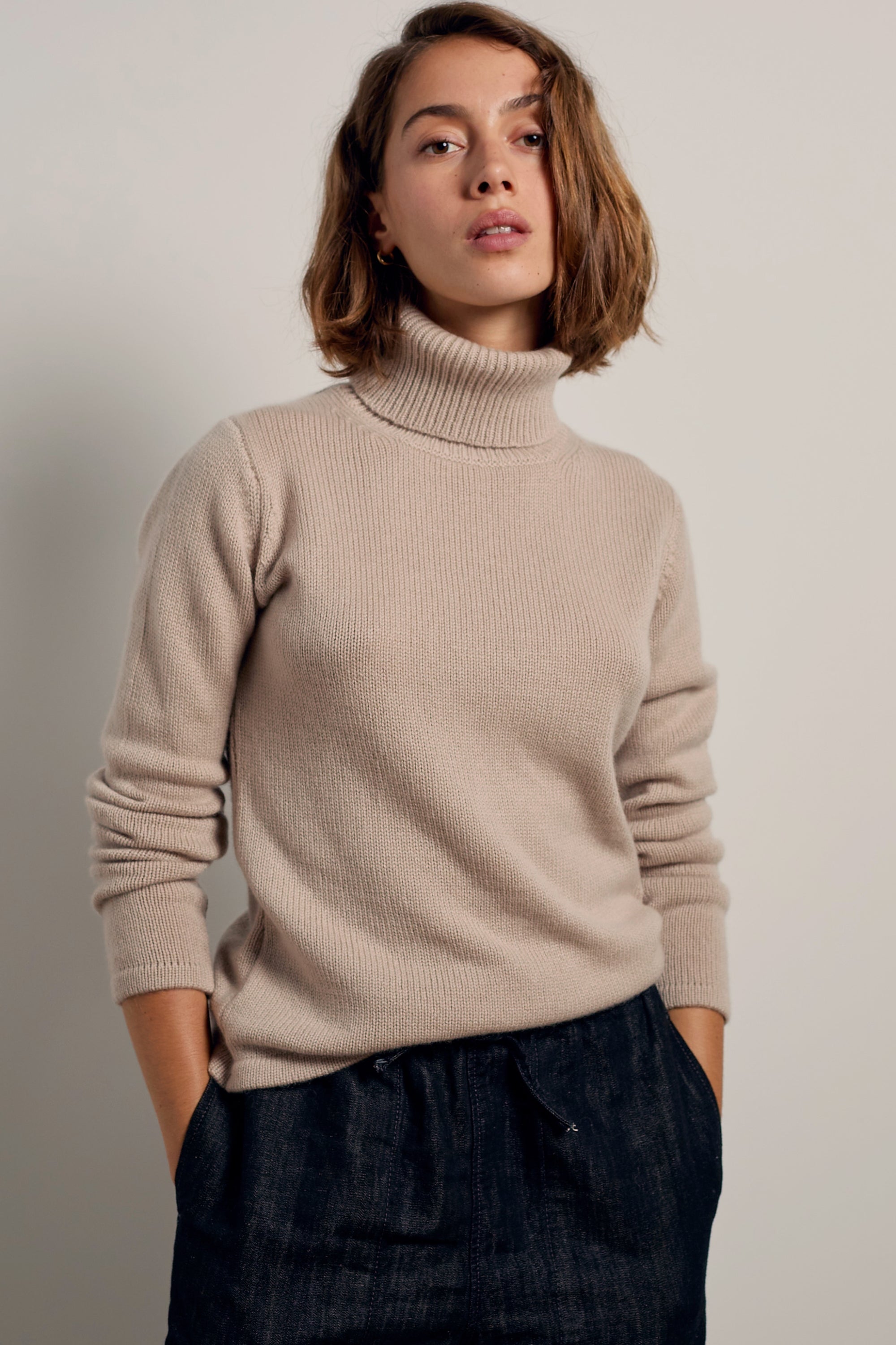 Women's cashmere Taipei - jute - Mahogany