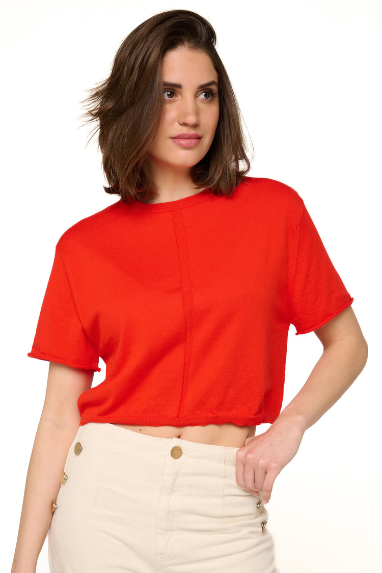 Rita in cashmere and cotton for women - tomato - Mahogany