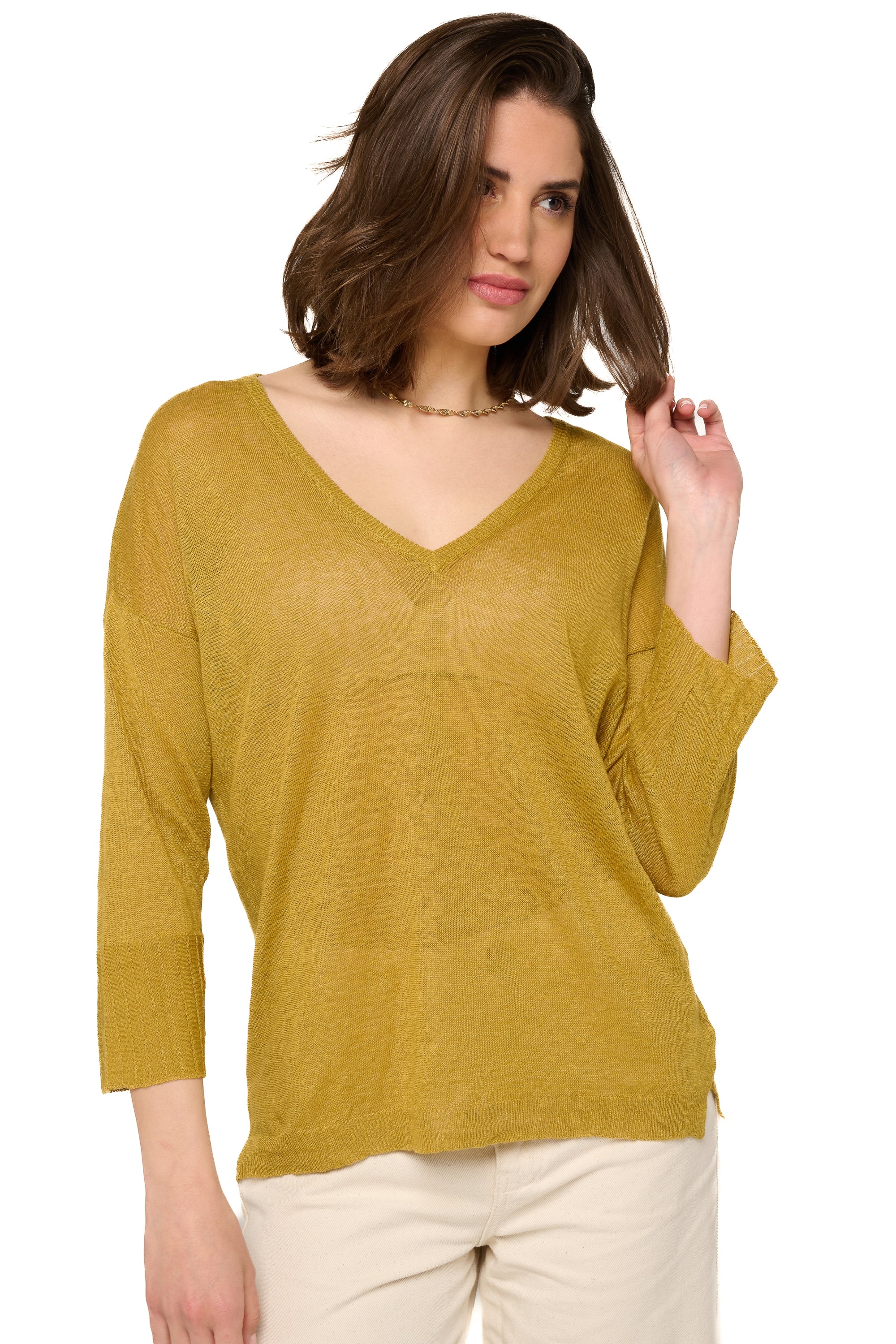 Rosanna in linen for women - curry - Mahogany