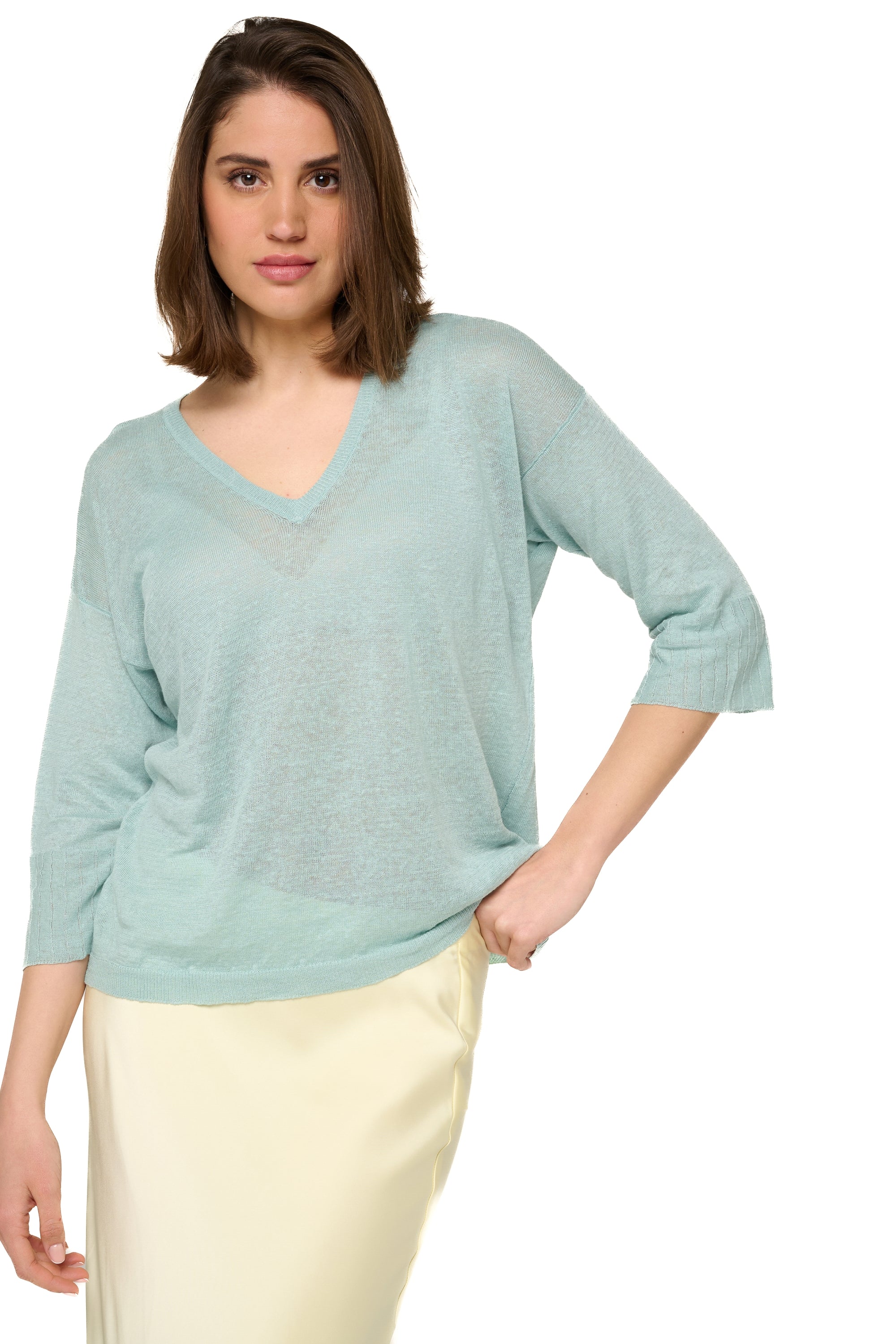 Rosanna in linen for women - eucalyptus - Mahogany