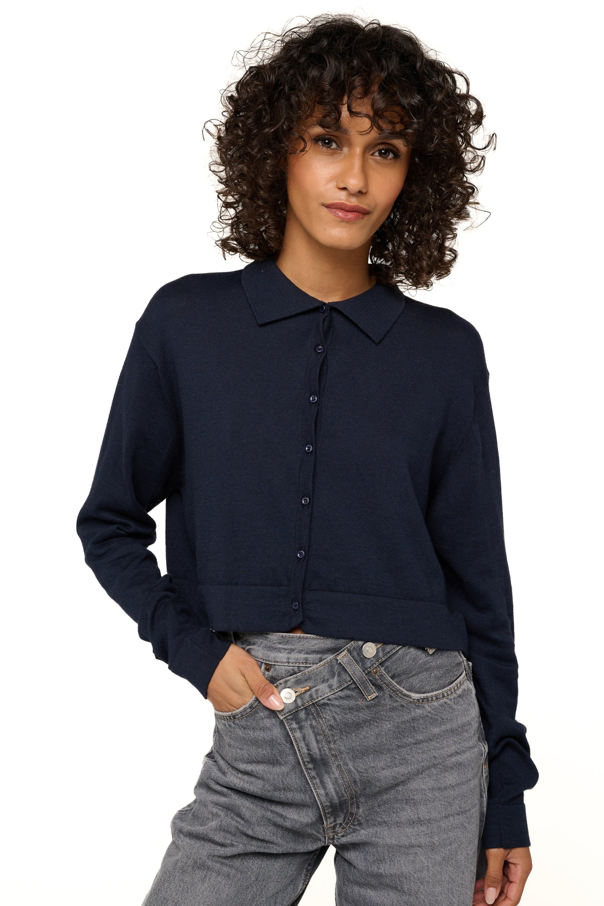 Rishi cashmere and cotton women's jumper - navy - Mahogany