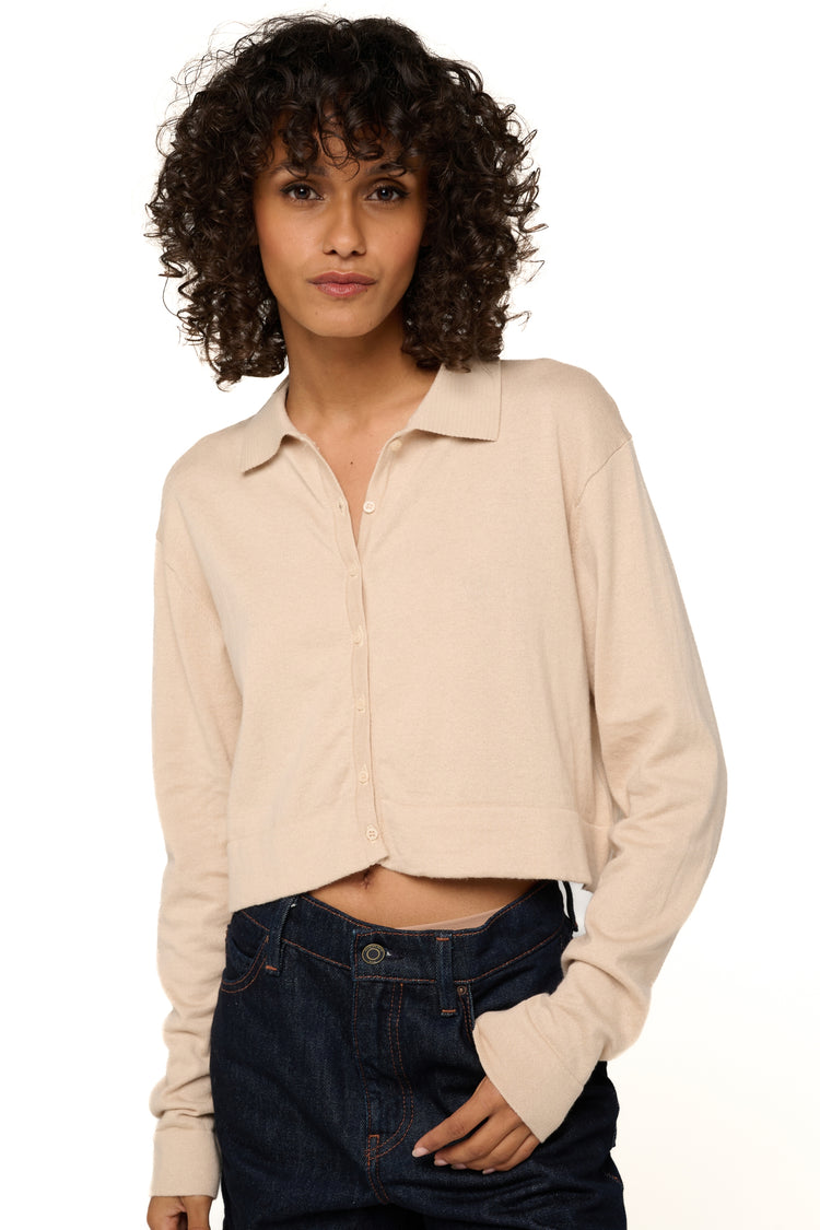 Rishi cashmere and cotton women's jumper - powder - Mahogany