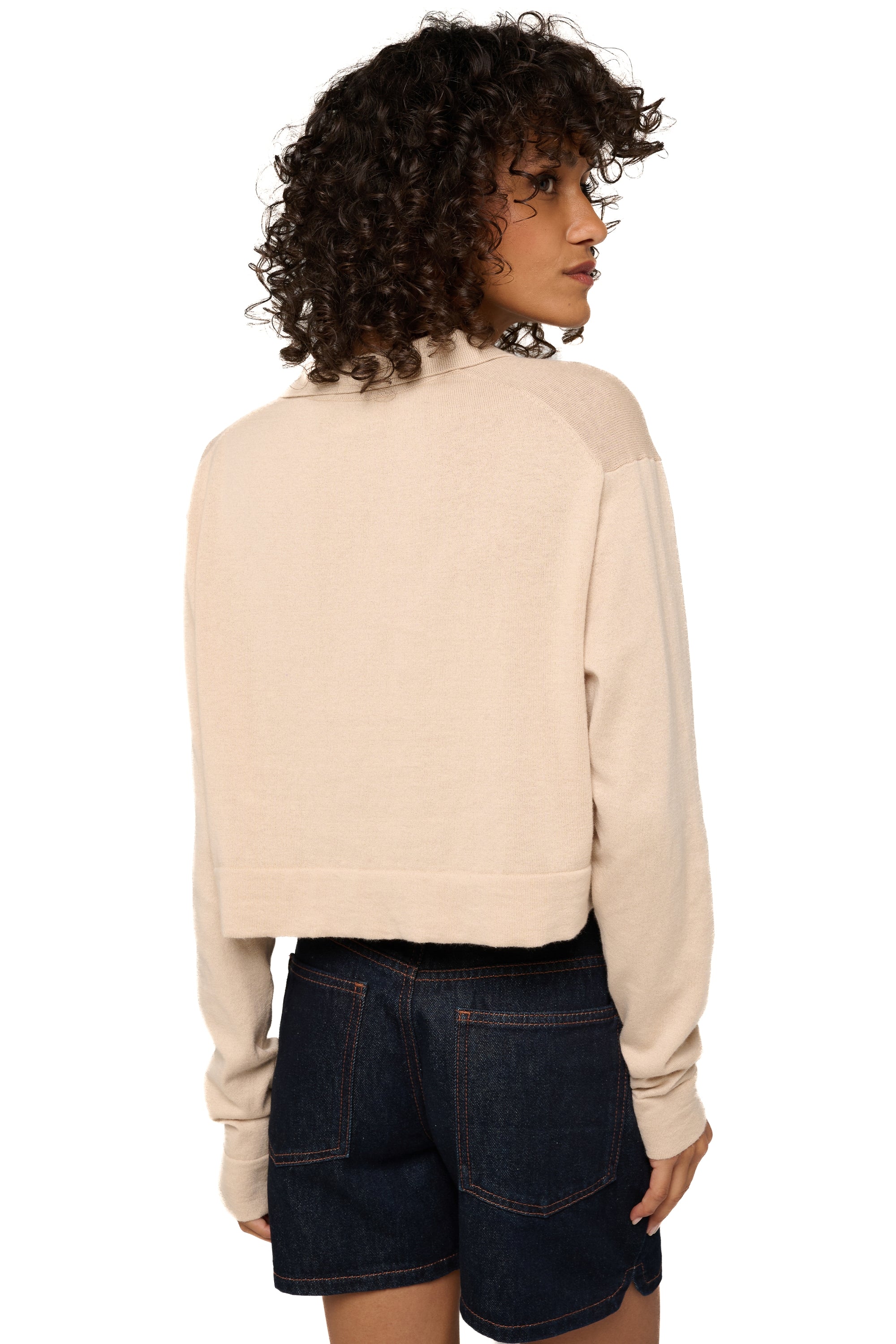 Rishi en cachemire et coton femme - Vue 3 - powder - Mahogany