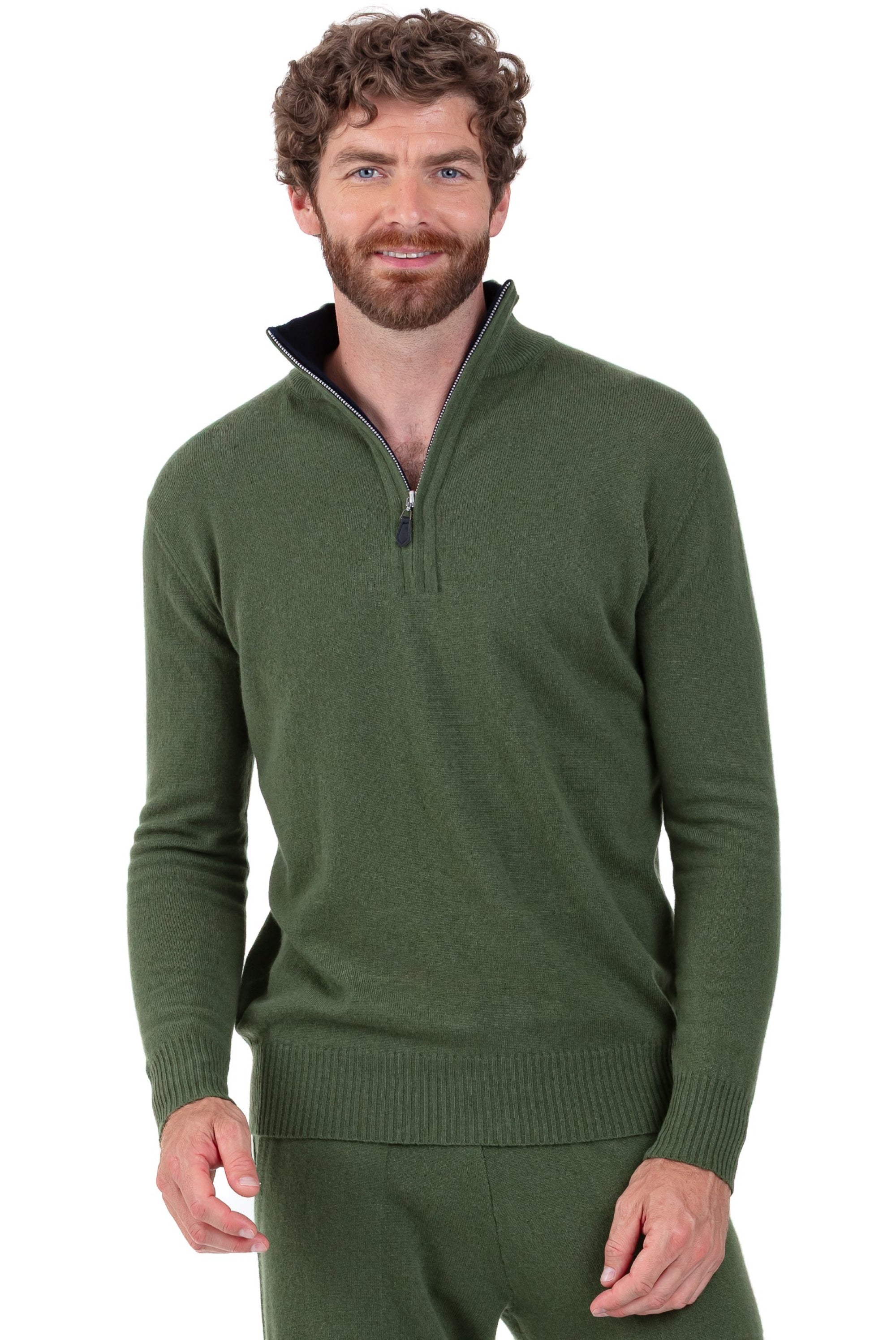 Henri men's cashmere - khaki / dark navy - Mahogany