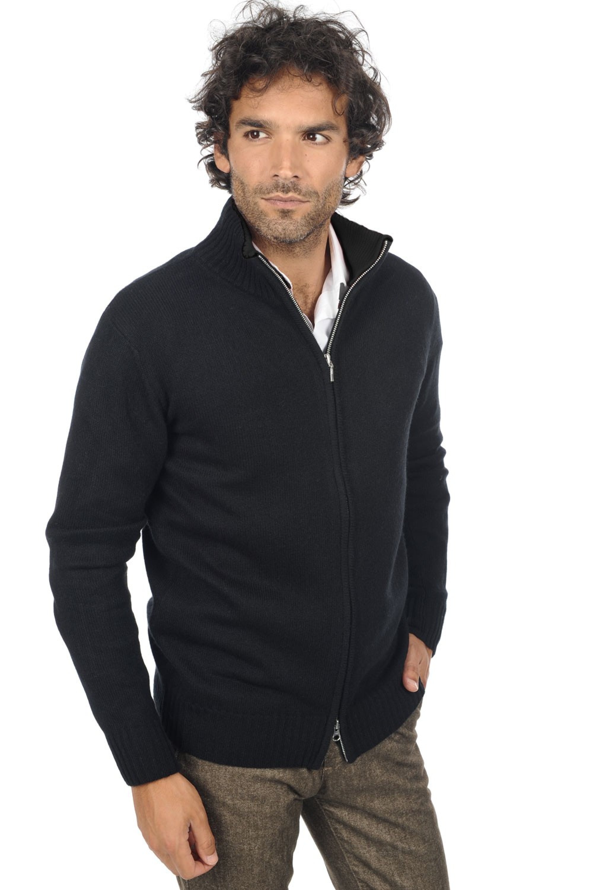 Maxime men's cashmere jumper - black / black - Mahogany