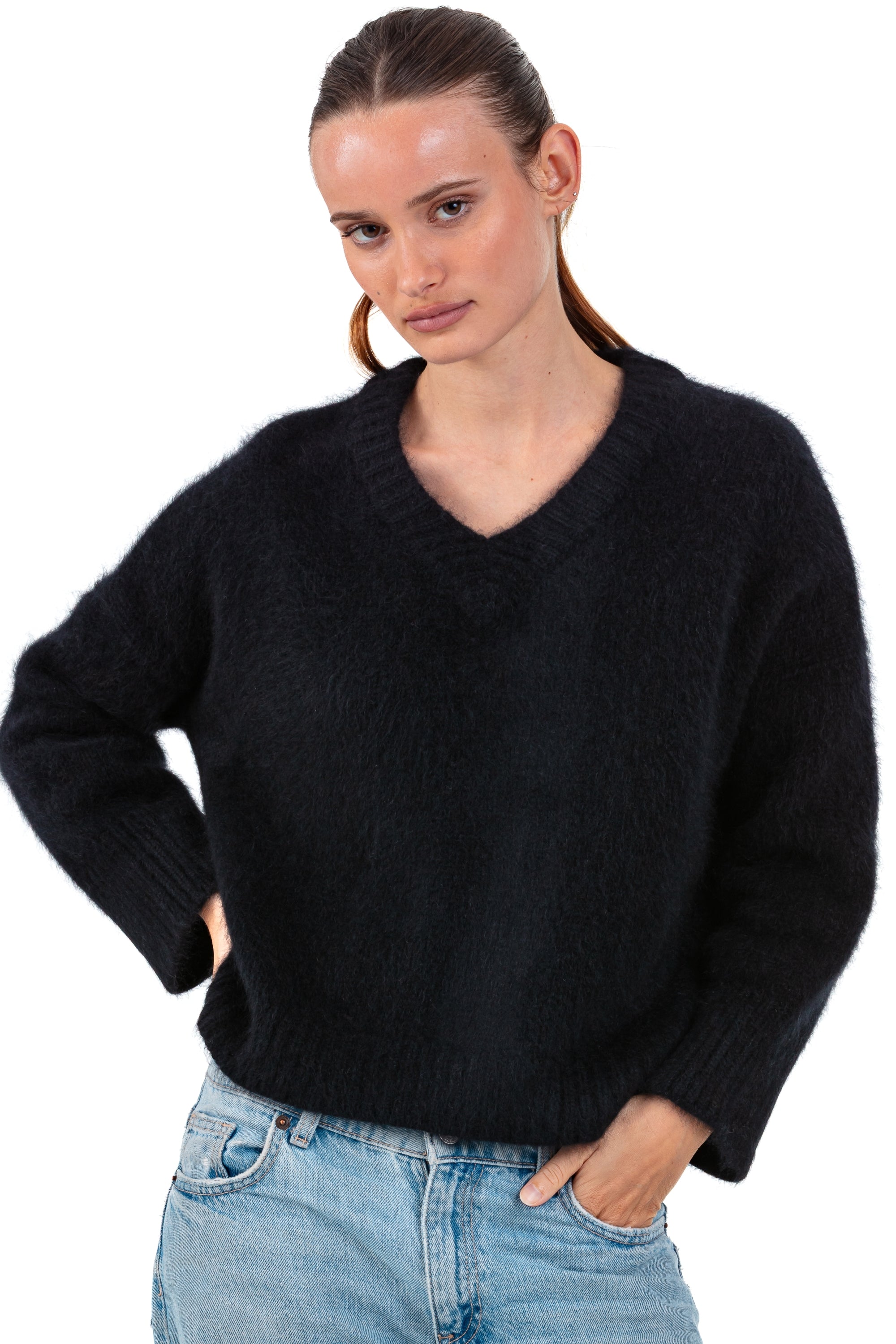 Pamela cashmere cocoon women's jumper - black - Mahogany