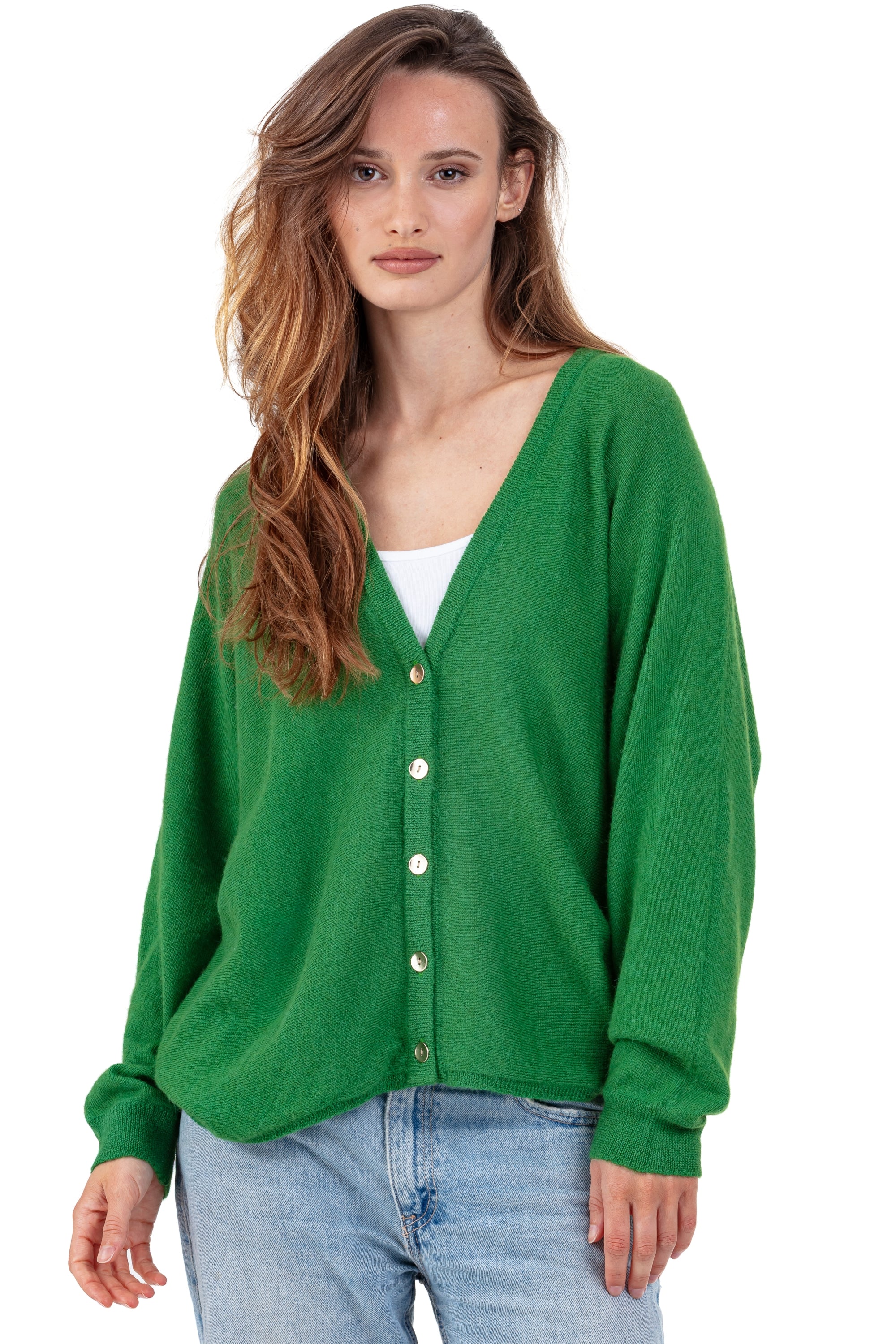 Patrizia in baby alpaca for women - green leaf - Mahogany