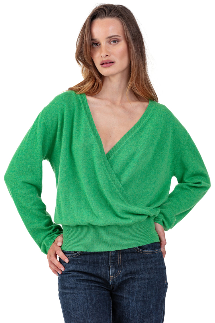 Cashmere jumper, 100% Cashmere, women, , wrap fit, long sleeves, fine, , Mahogany