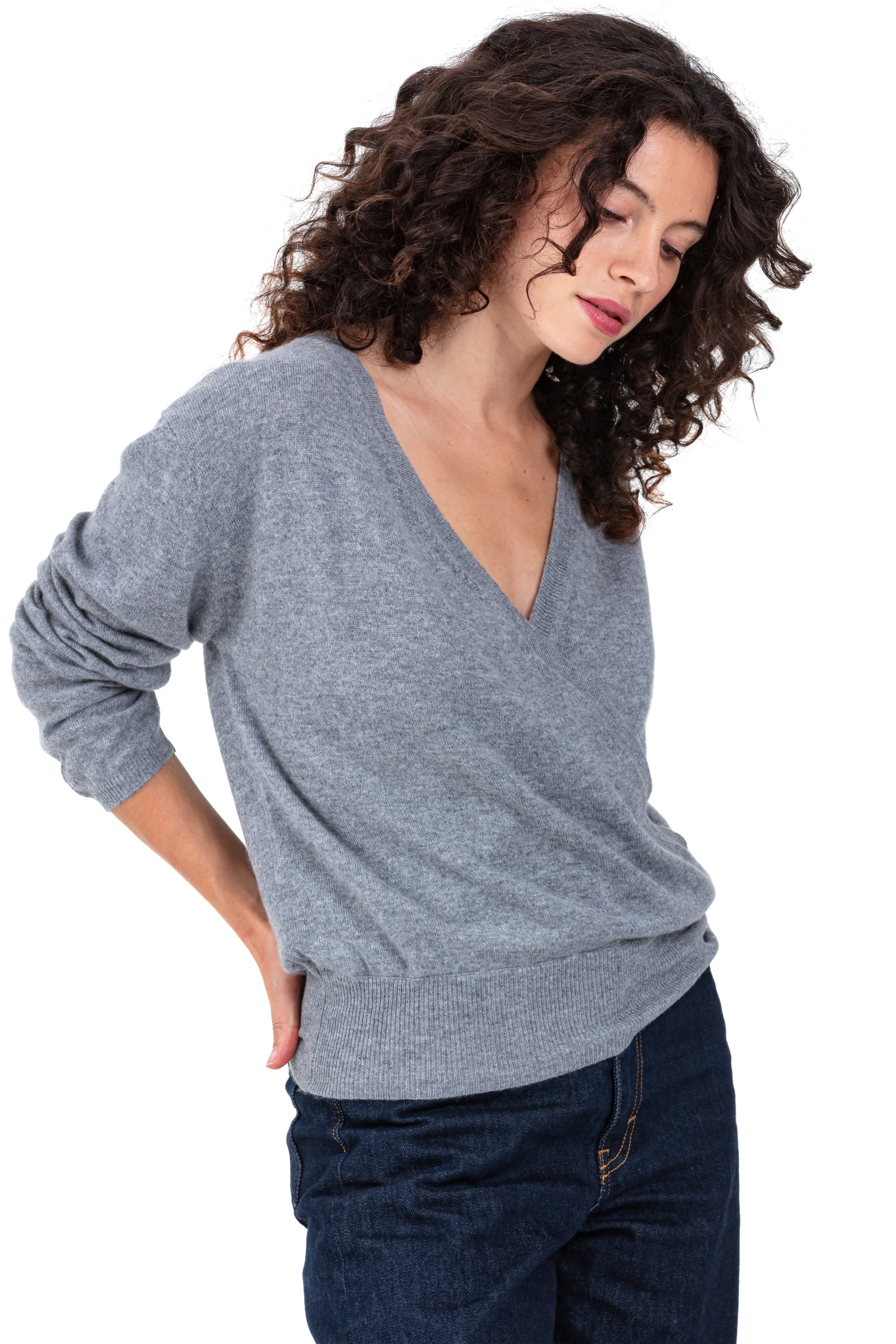 Paula women's cashmere jumper - heathered grey - Mahogany