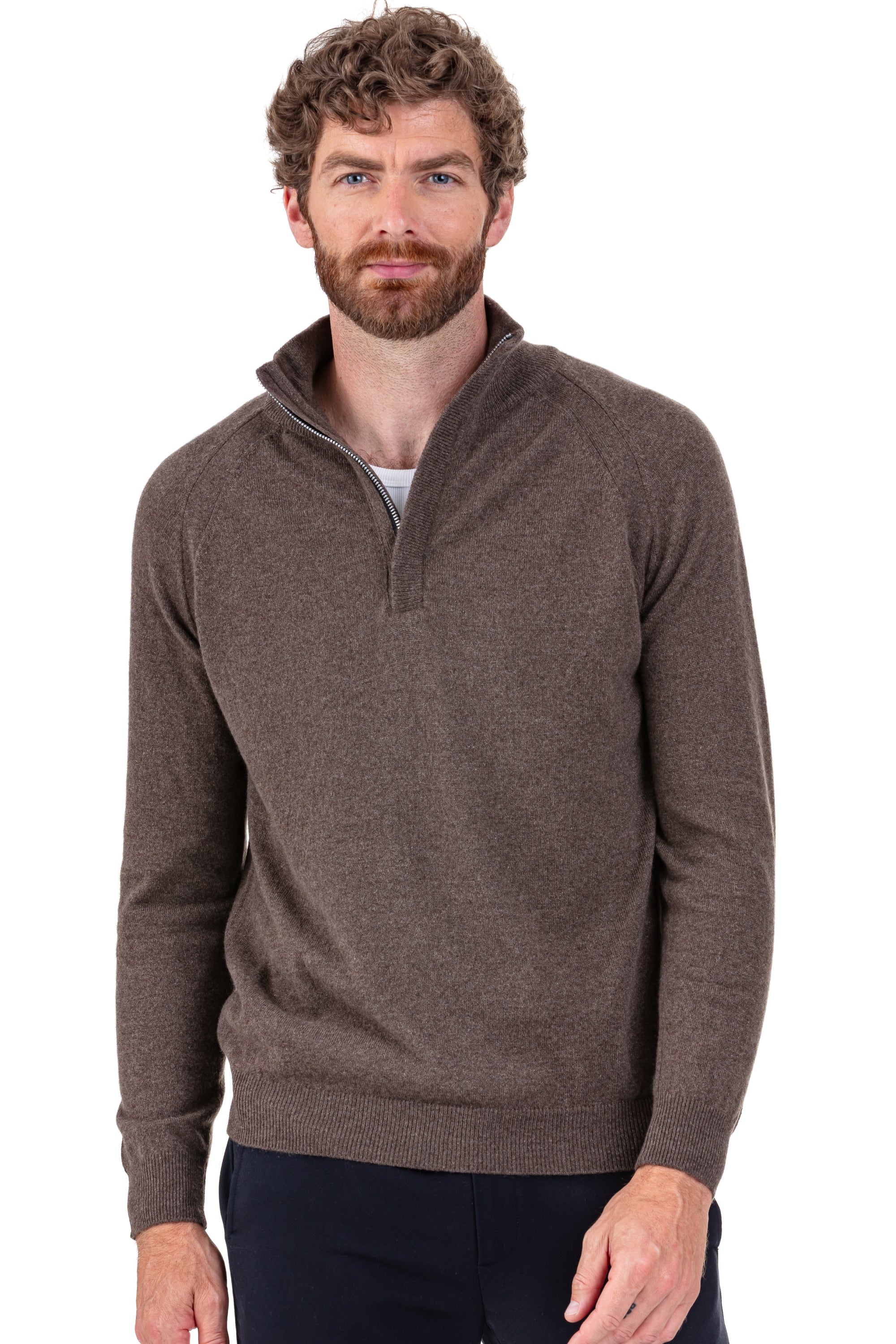 Phyleas in cashmere for men - heather brown - Mahogany