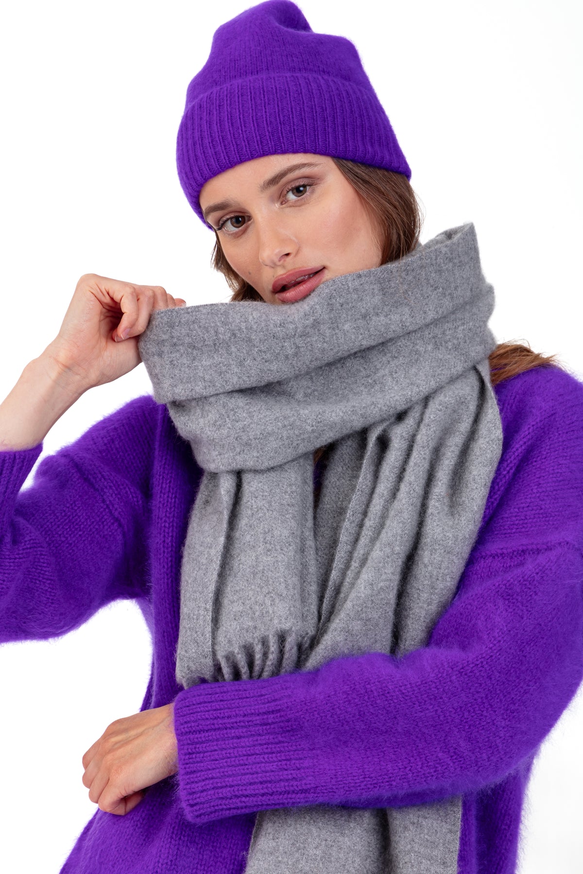 Pilou en cocoon cachemire mixte - Vue 1 - violet - Mahogany