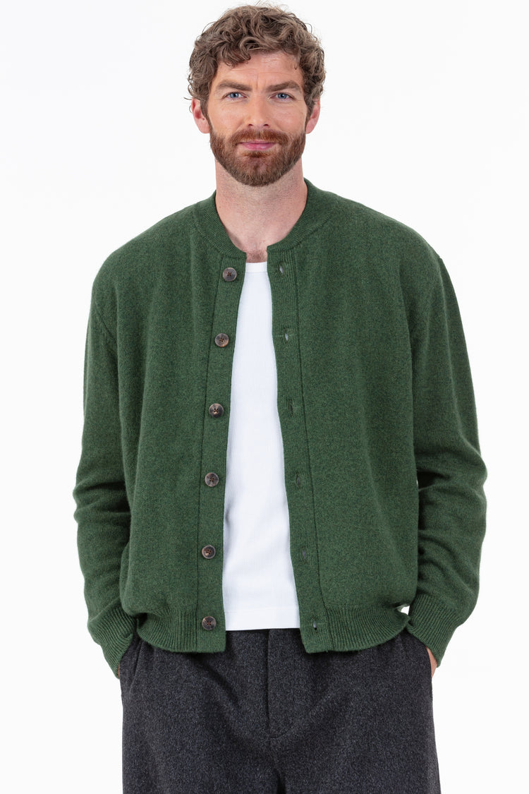 Cashmere cardigan, 100% Cashmere, men, crew neck, button fastening, straight cut, long sleeves, standard / 2 and 4 ply, standard knit, Mahogany