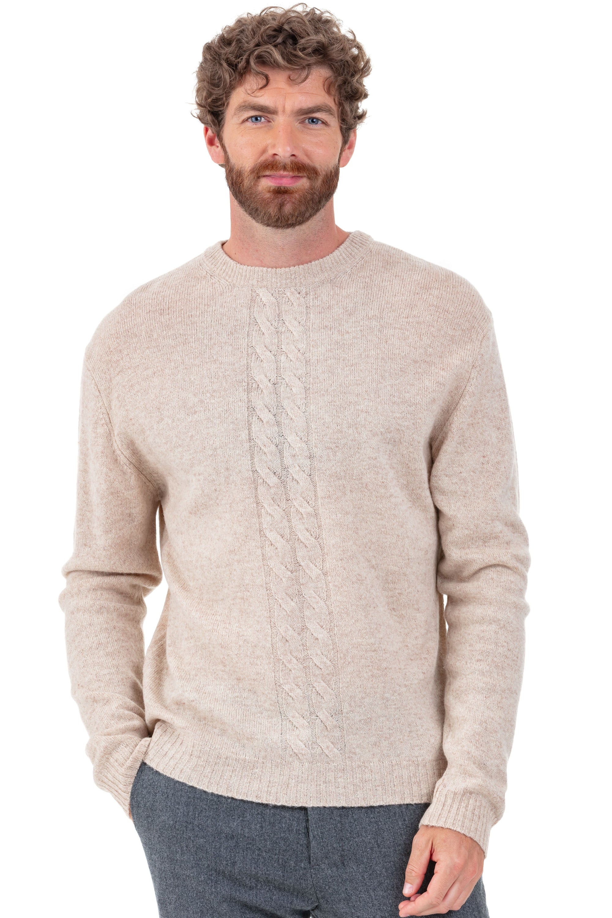 Piotr men's camel jumper - natural - Mahogany
