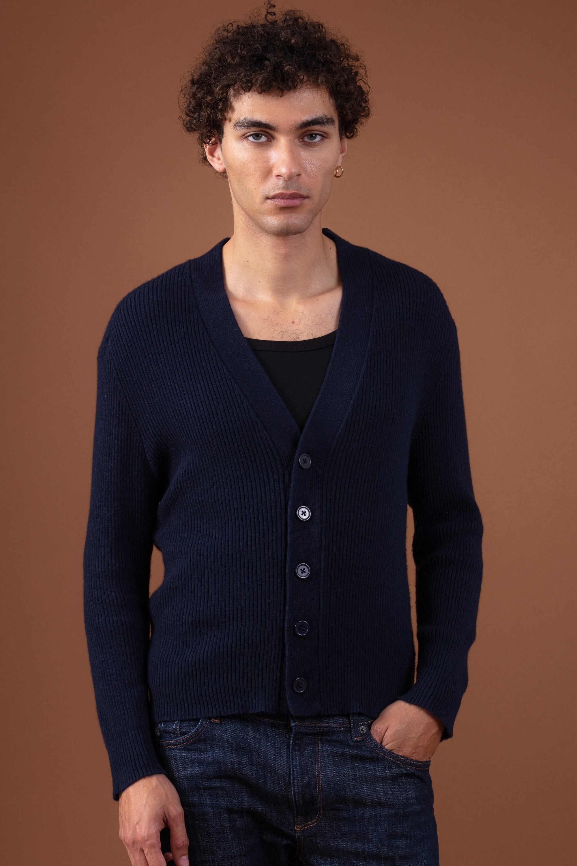 Porto in cashmere men's - dark navy - Mahogany