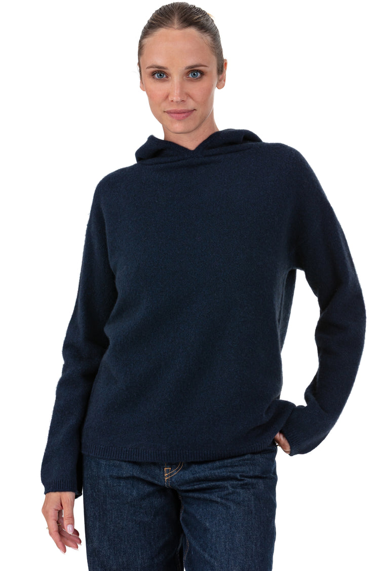 Yak jumper, 100% Yak, women, hood, straight cut, long sleeves, fine, , Mahogany