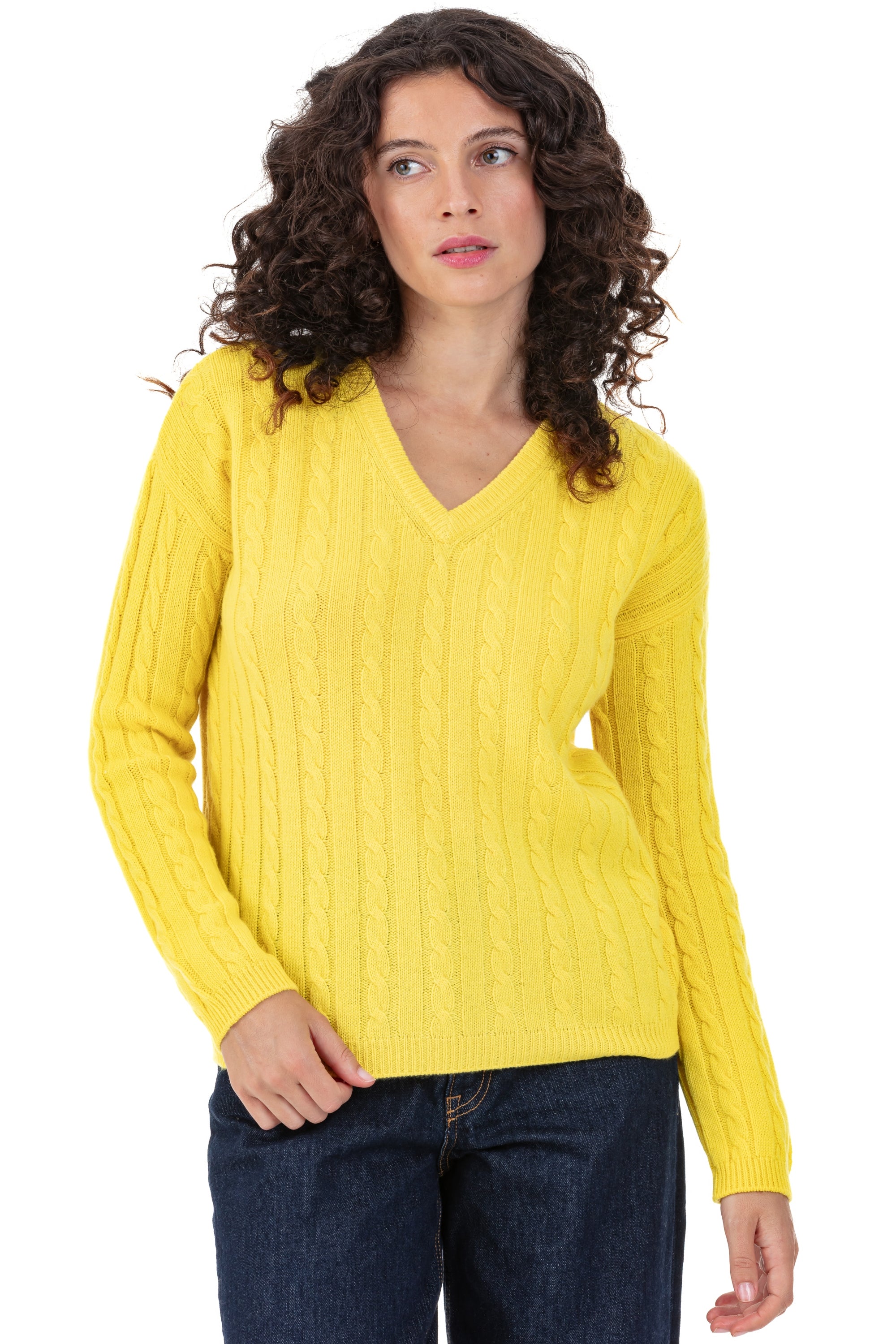 Pyla cashmere women's jumper - citric yellow - Mahogany