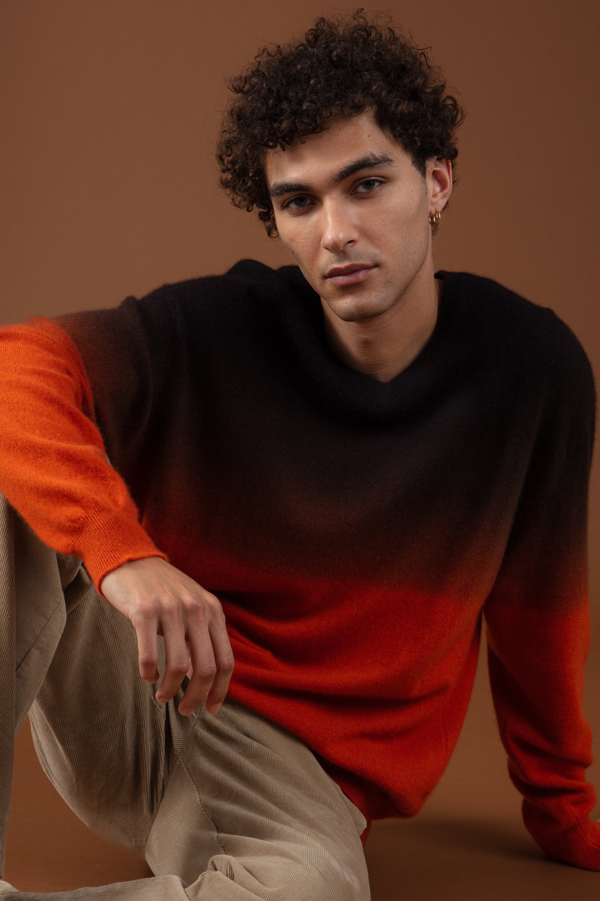 Telaviv men's cashmere - black / marmalade - Mahogany