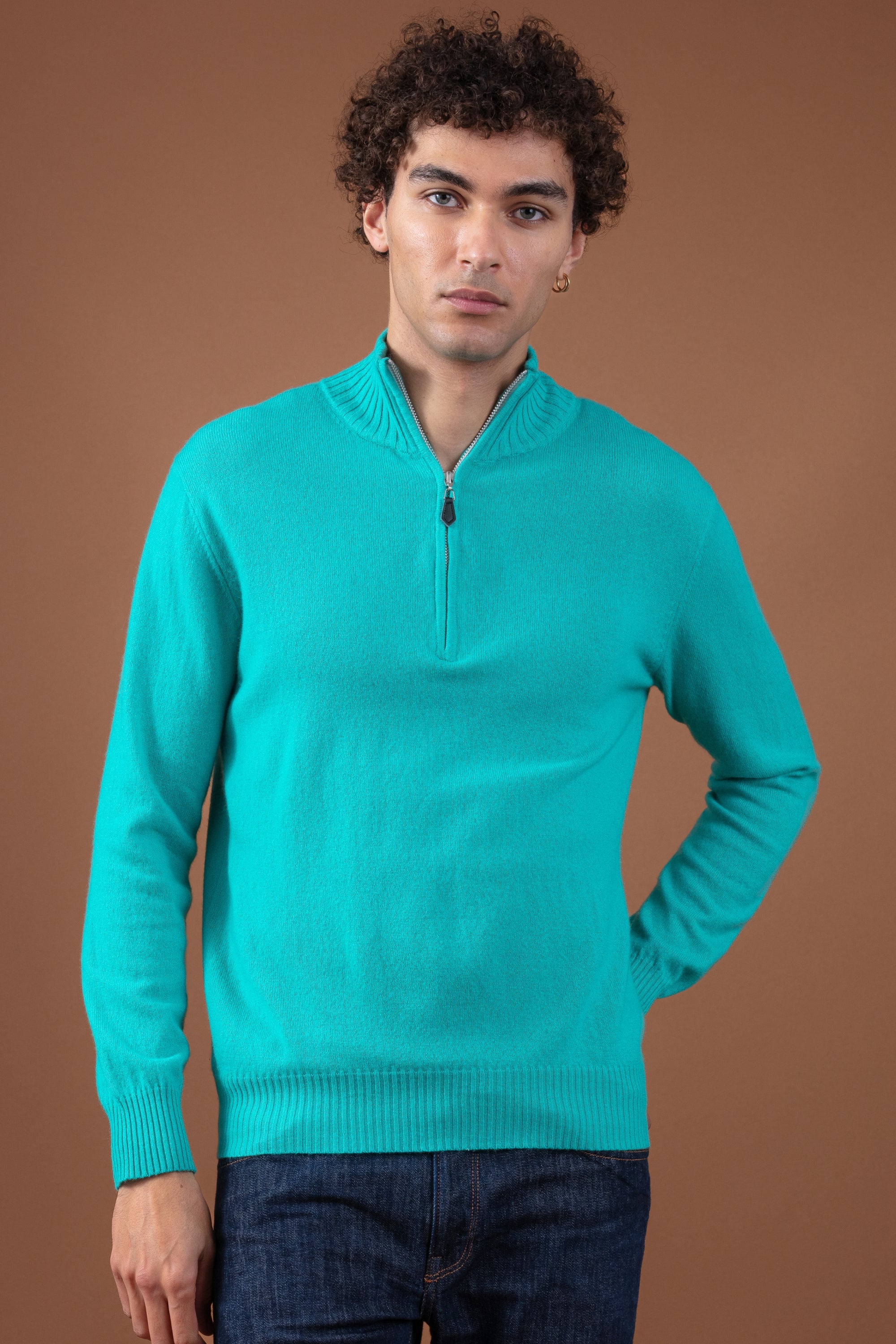 Chazam in cashmere for men - jade - Mahogany