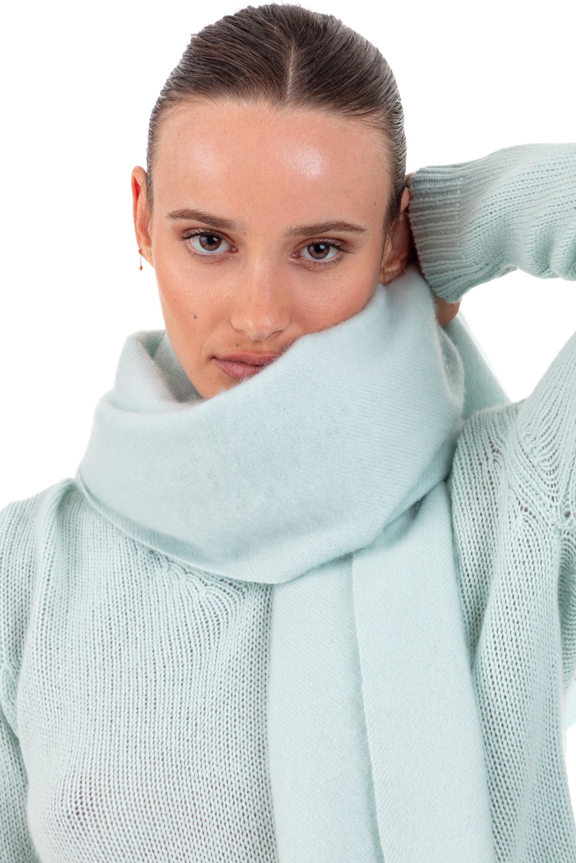 Portovecchio in mixed cashmere cocoon - aqua - Mahogany