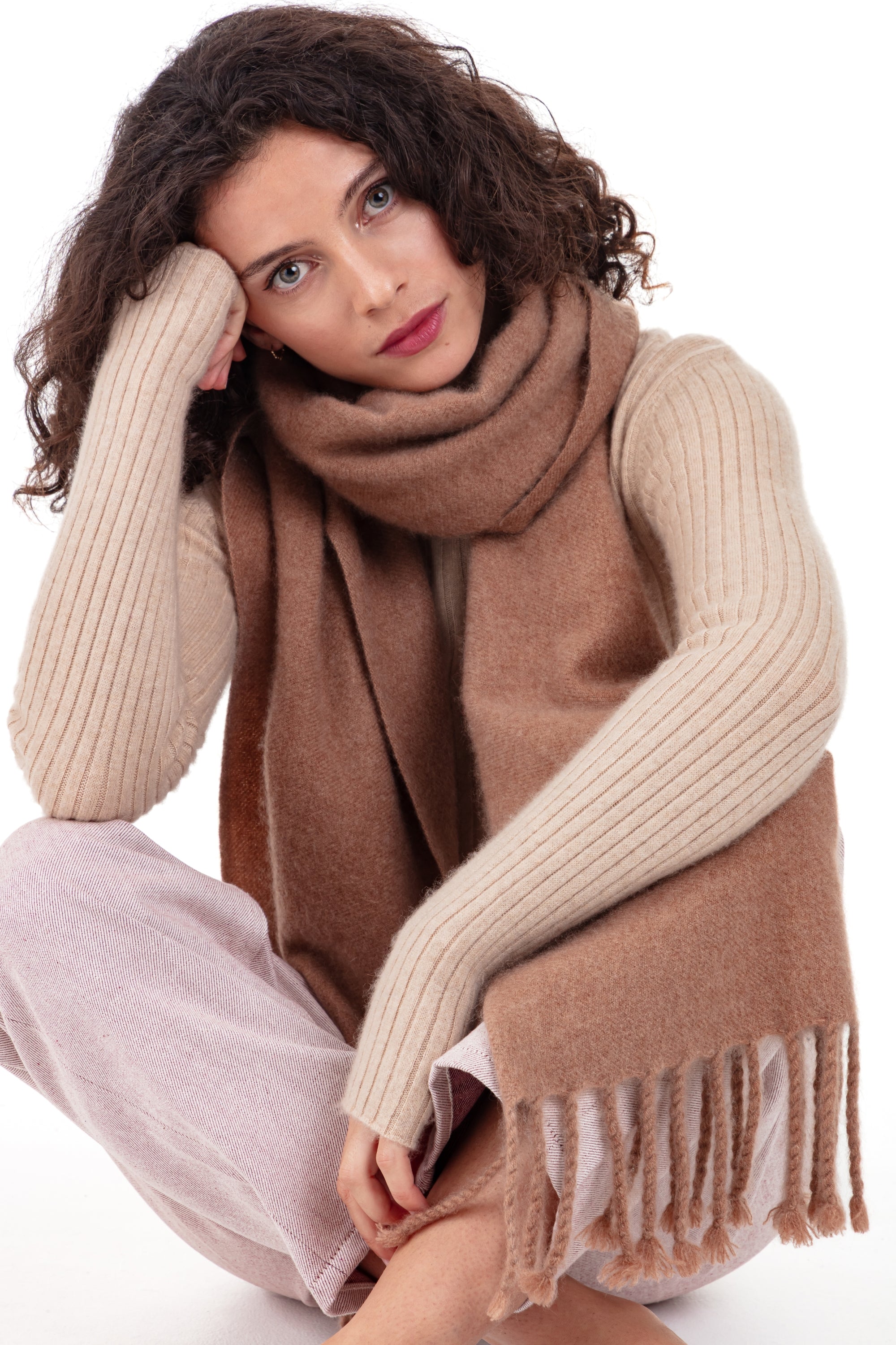 Portovecchio in mixed cashmere cocoon - camel - Mahogany
