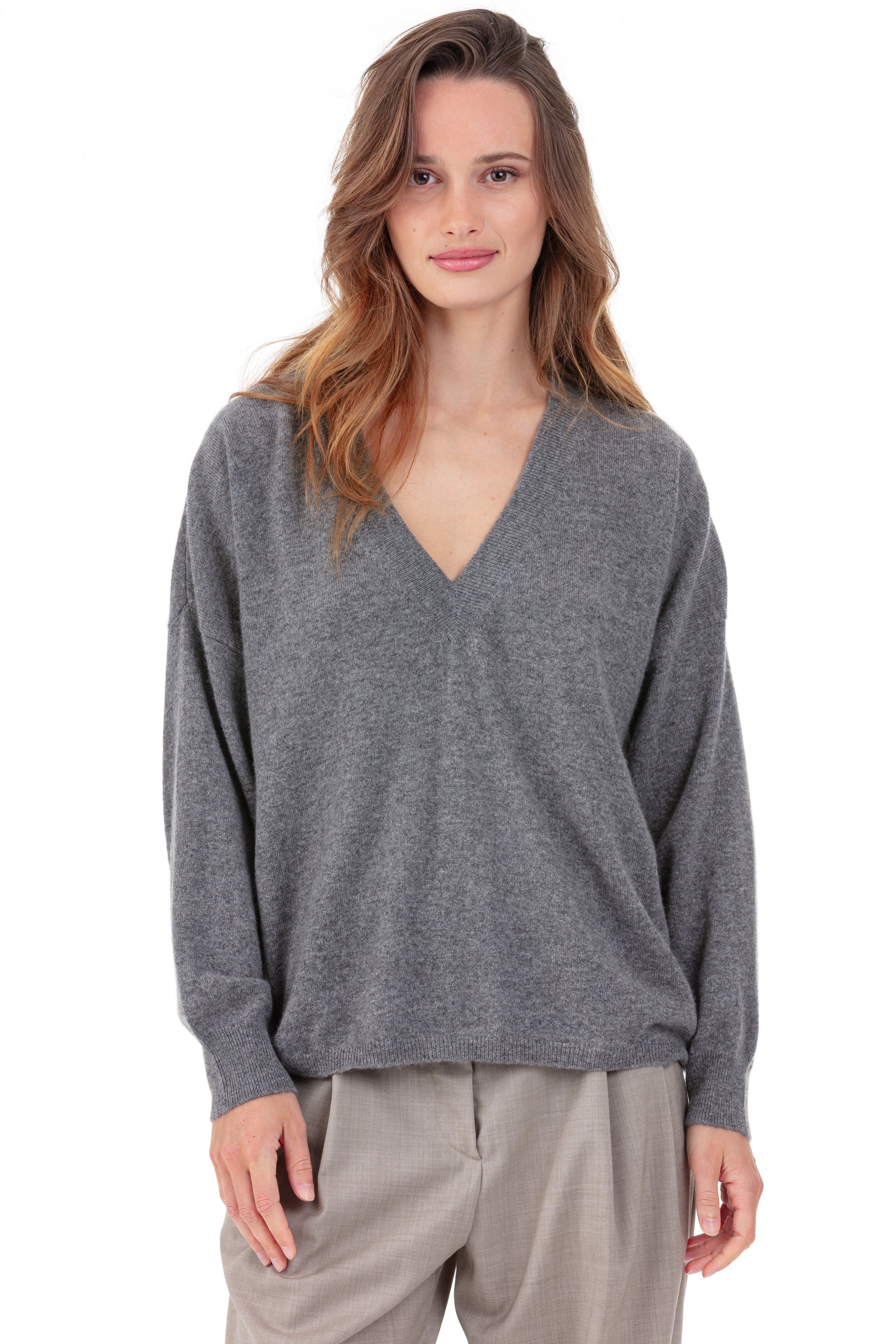 Theia in women's cashmere - marmotte marl - Mahogany