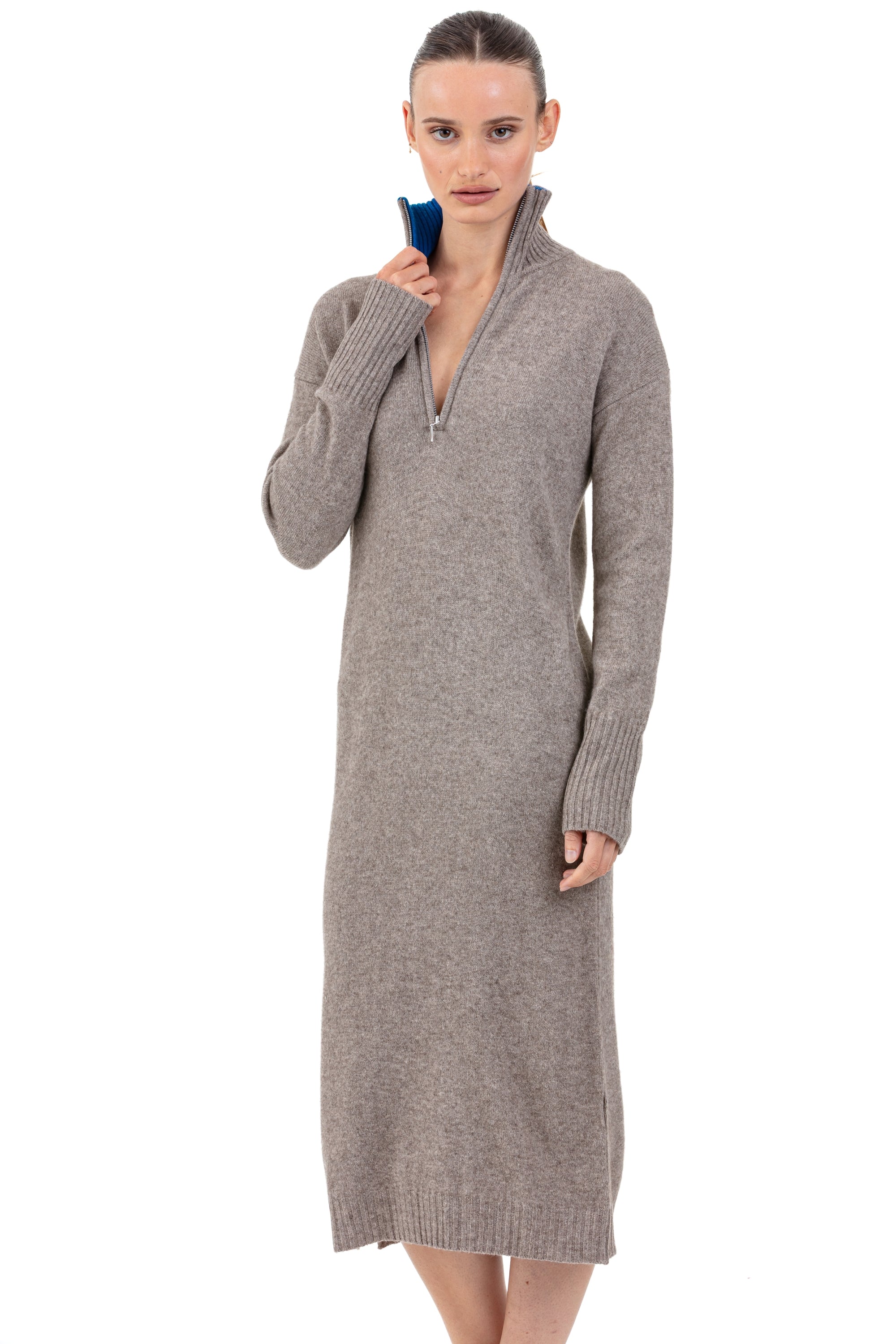 Richeval cashmere and yak women's jumper - natural marmot / lapis blue - Mahogany