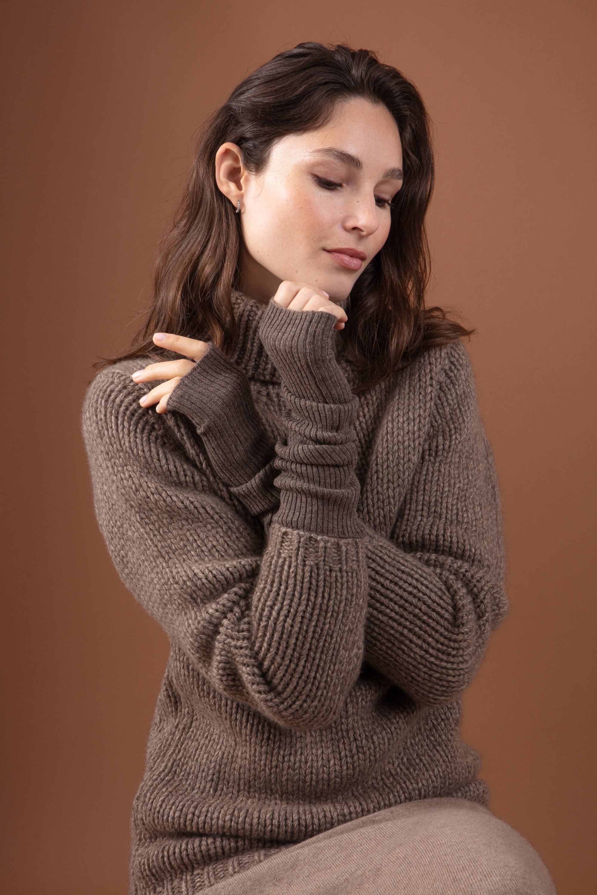 Rain women's cashmere - natural dark brown - Mahogany