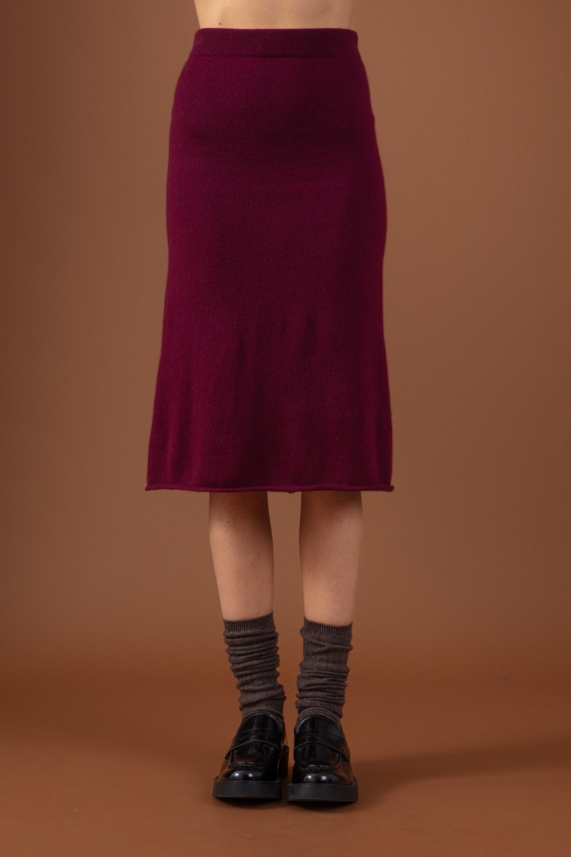 Cashmere skirt, 100% Cashmere, women, straight fit, fine, , Mahogany