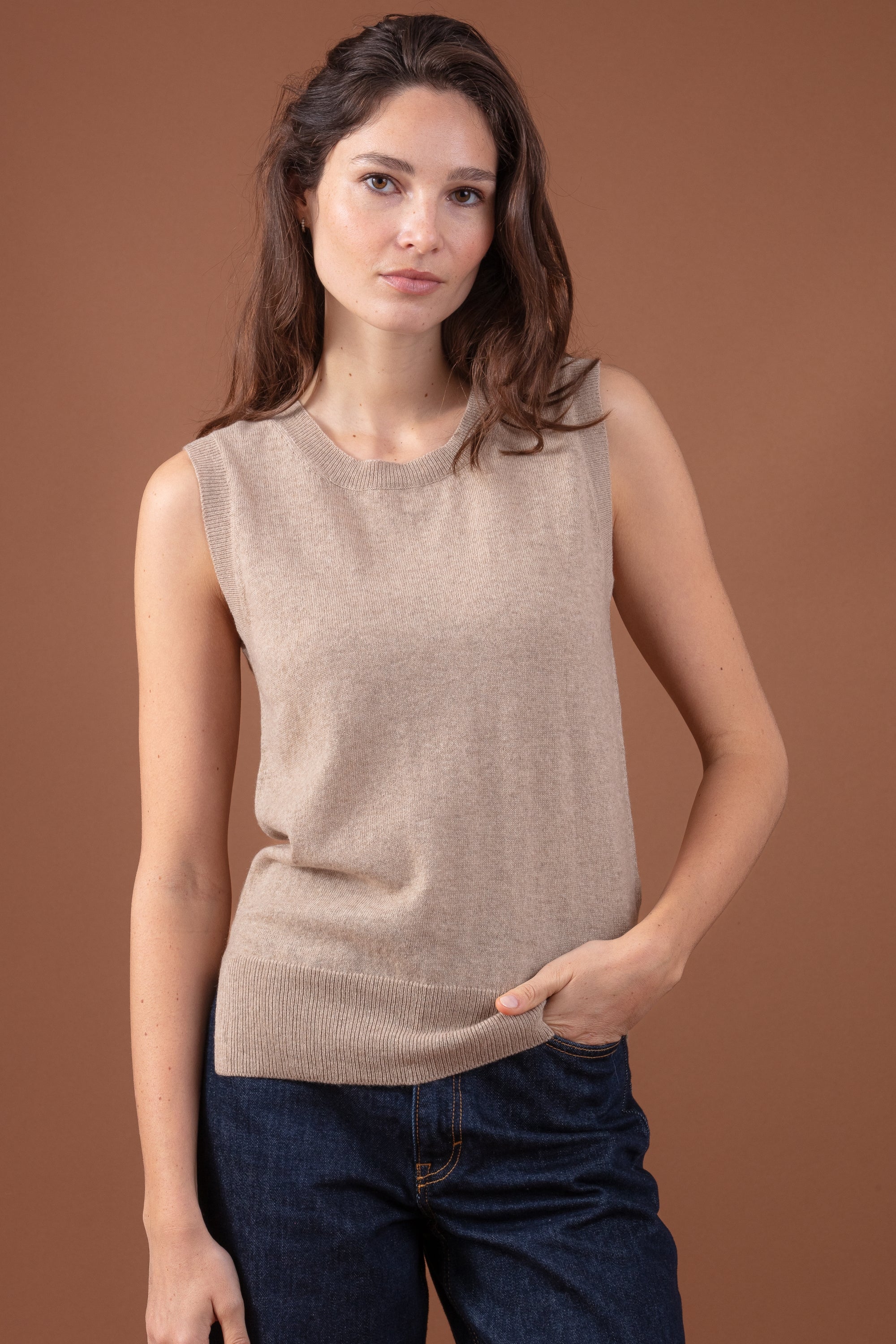Rati women's cashmere - natural stone - Mahogany
