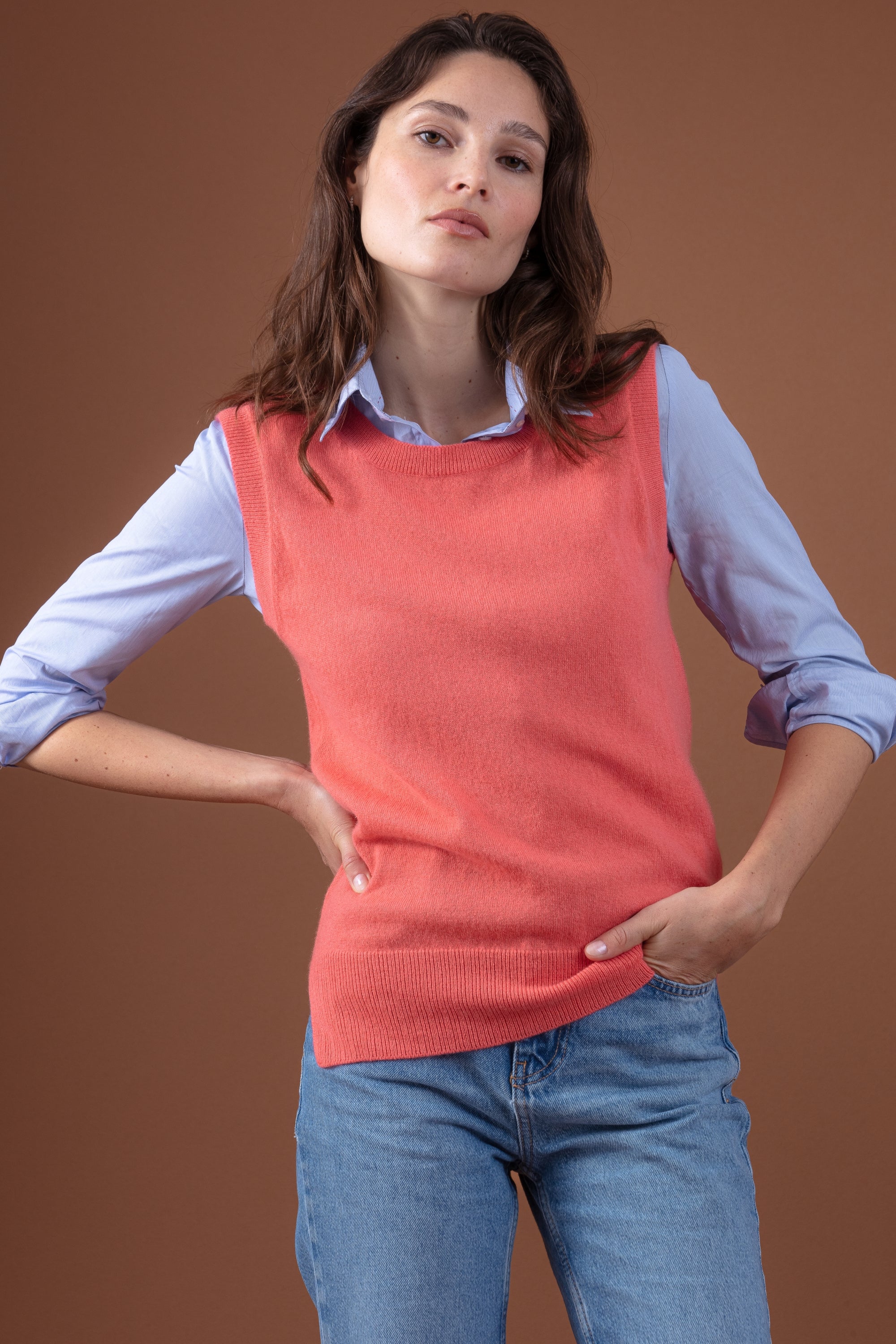 Rati women's cashmere - peach - Mahogany