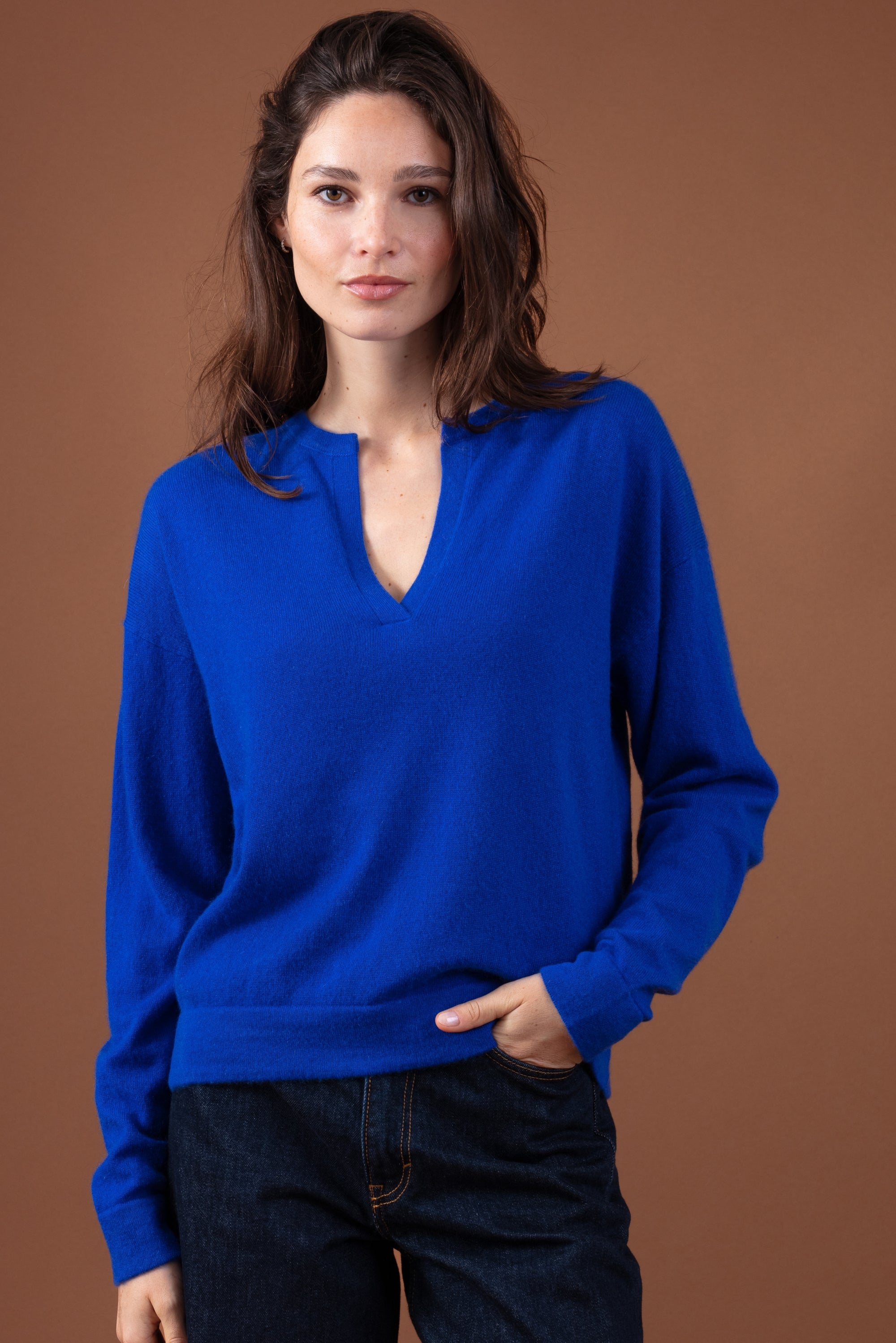 Rellule women's cashmere jumper - lapis blue - Mahogany