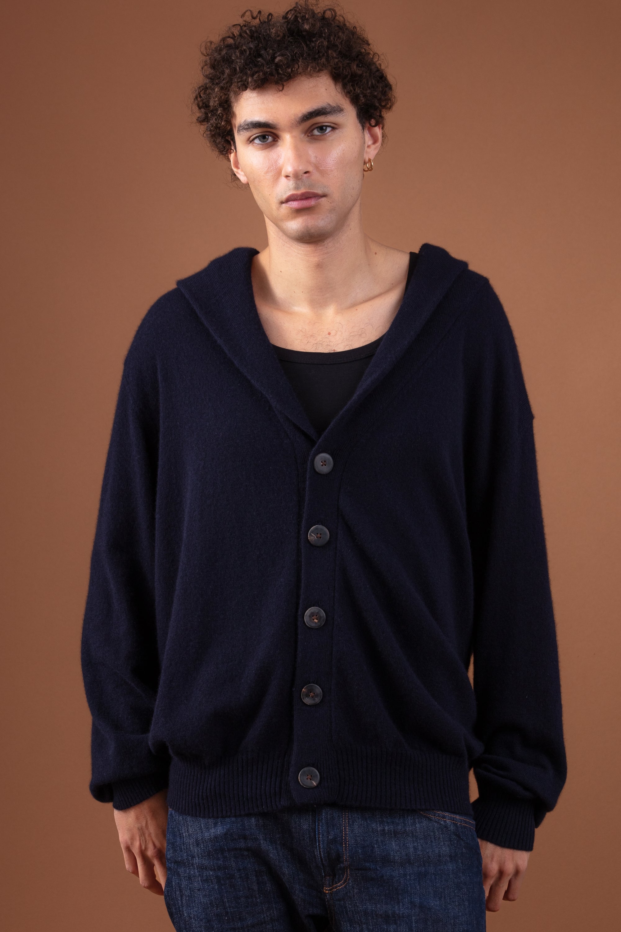 Rowlell cashmere men's jumper - dark navy - Mahogany