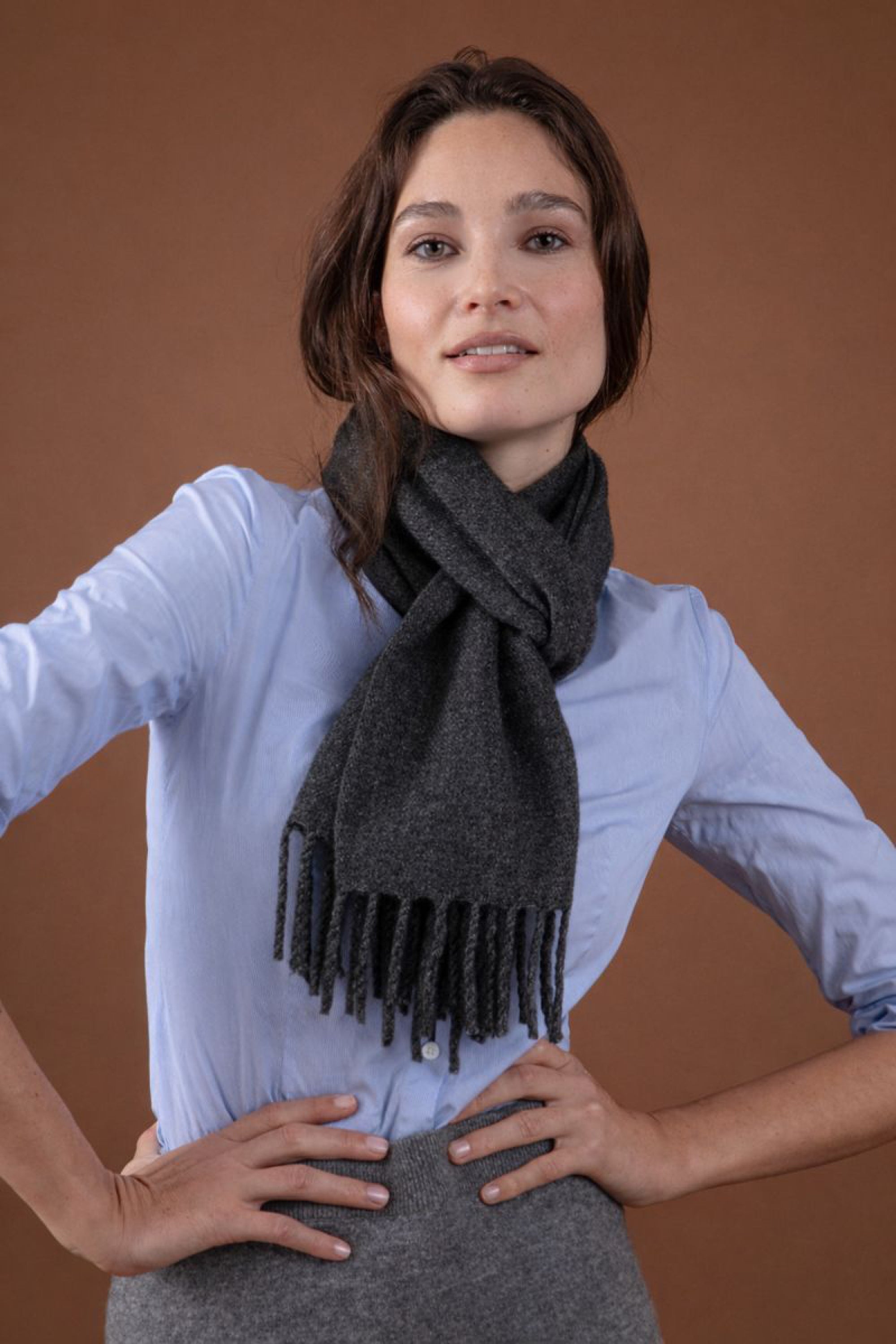 Cashmere scarf, 100% Cashmere, unisex, fine, , Mahogany