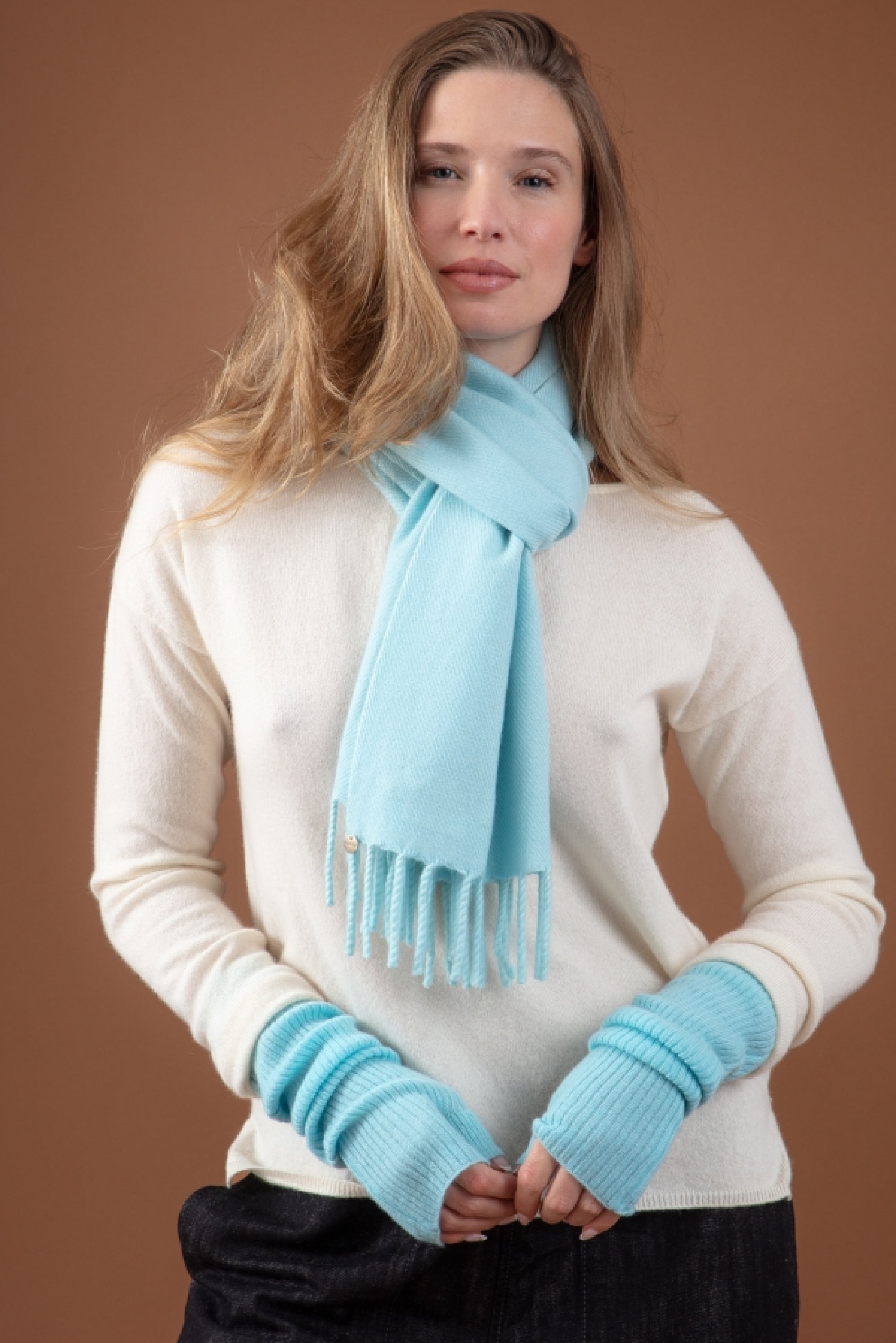 Rêve in mixed cashmere - tourmaline - Mahogany
